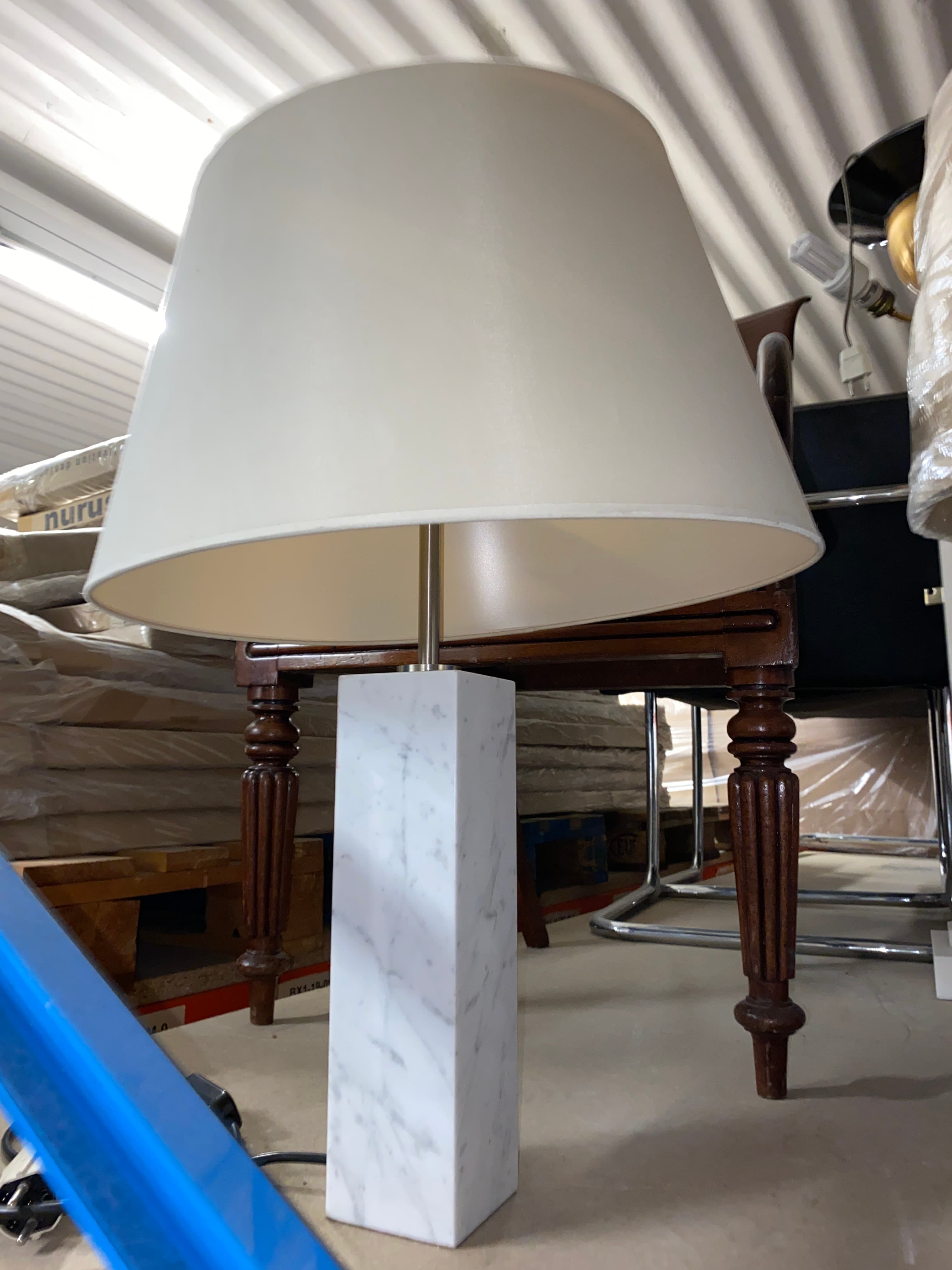 Wabbes design medium beige lampshade on white marble base-1