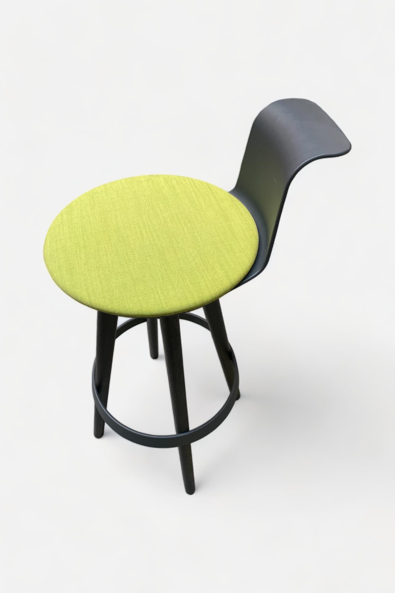 Bene Timba light green bar chair on dark wood legs with anthracite plastic backrest-1
