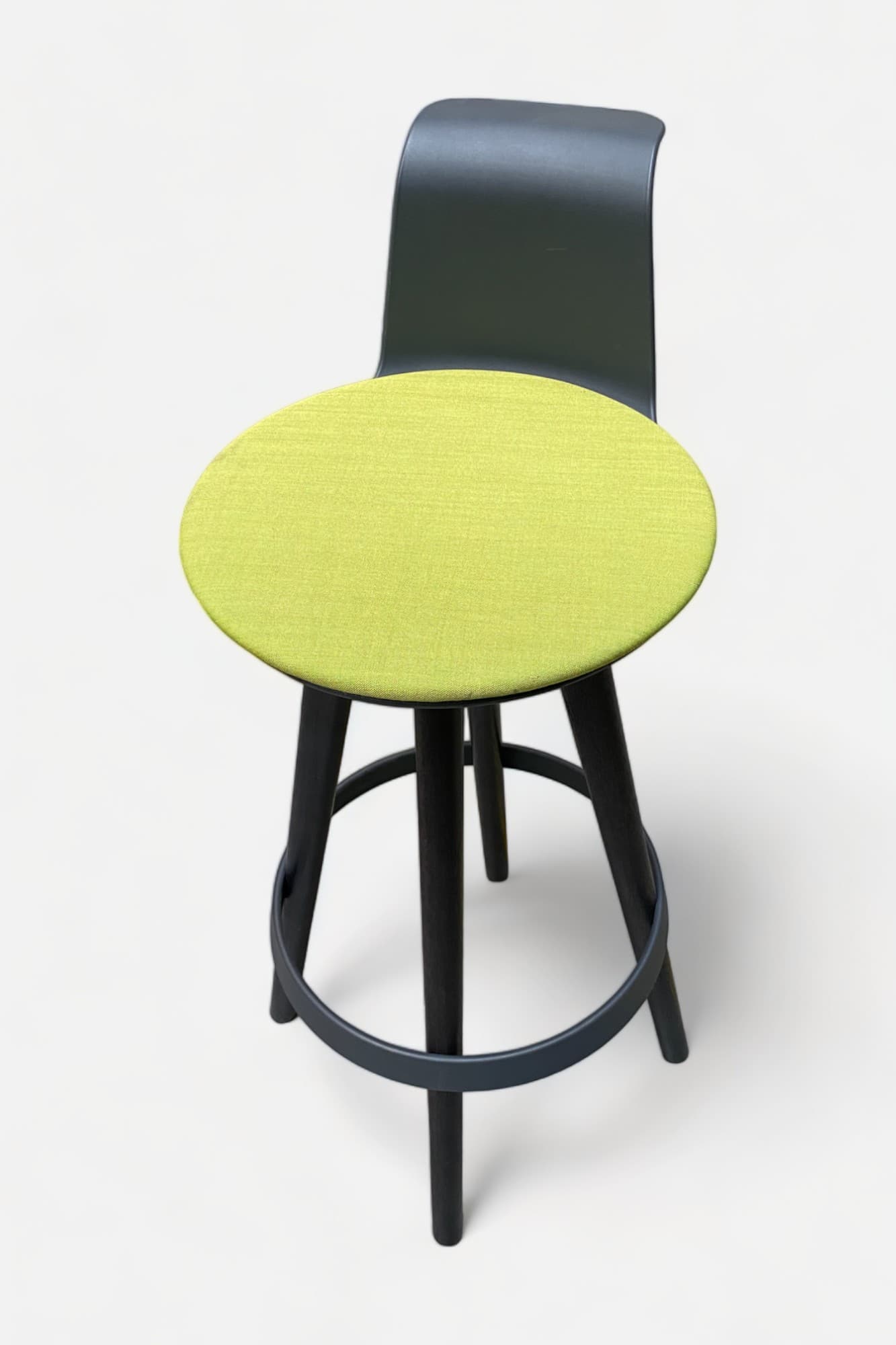 Bene Timba light green bar chair on dark wood legs with anthracite plastic backrest-0