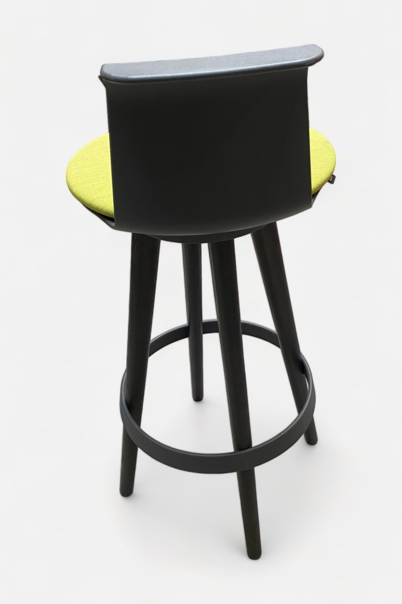 Bene Timba light green bar chair on dark wood legs with anthracite plastic backrest-2