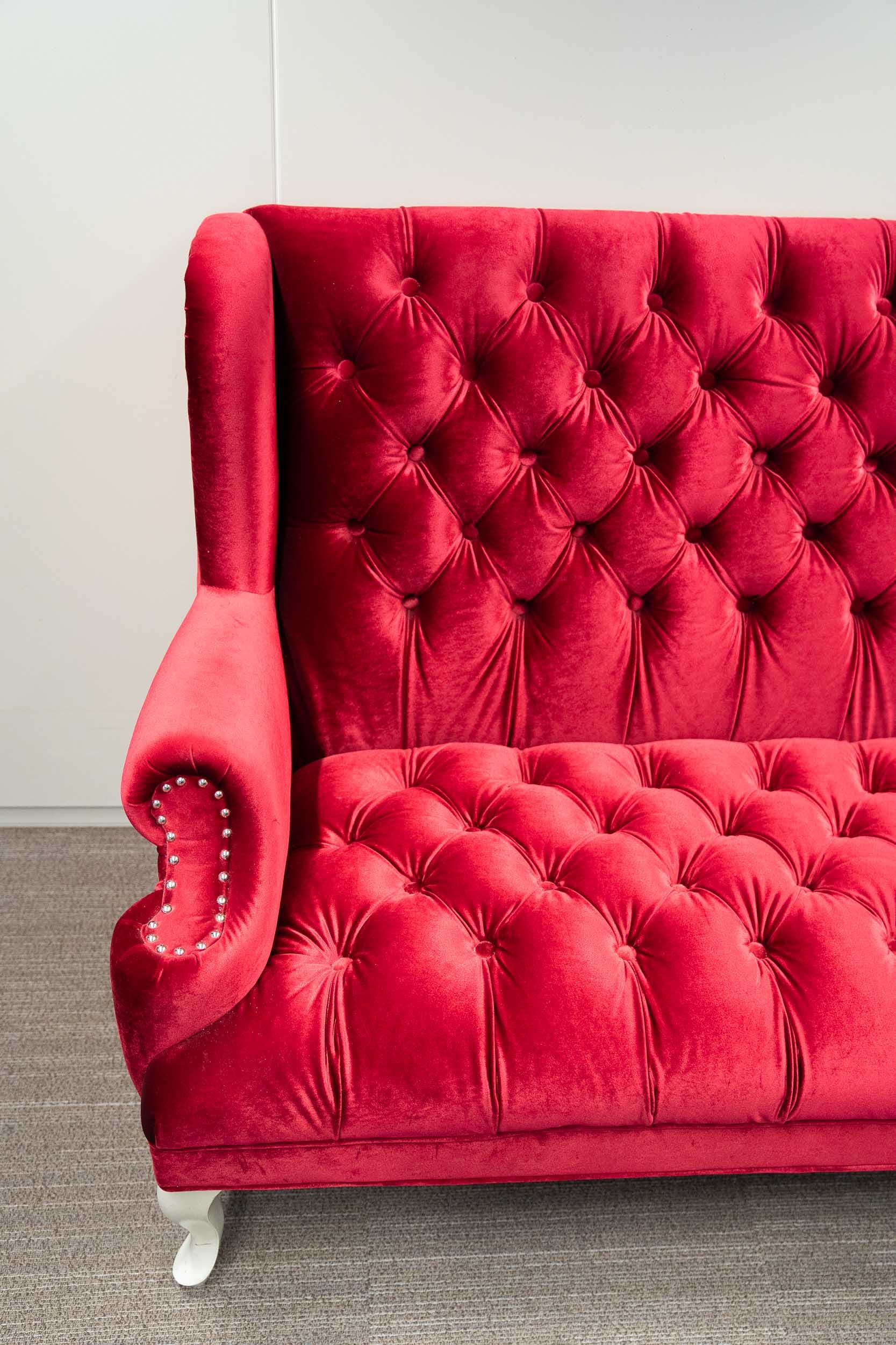 Kare Design rood fluwelen bank-1