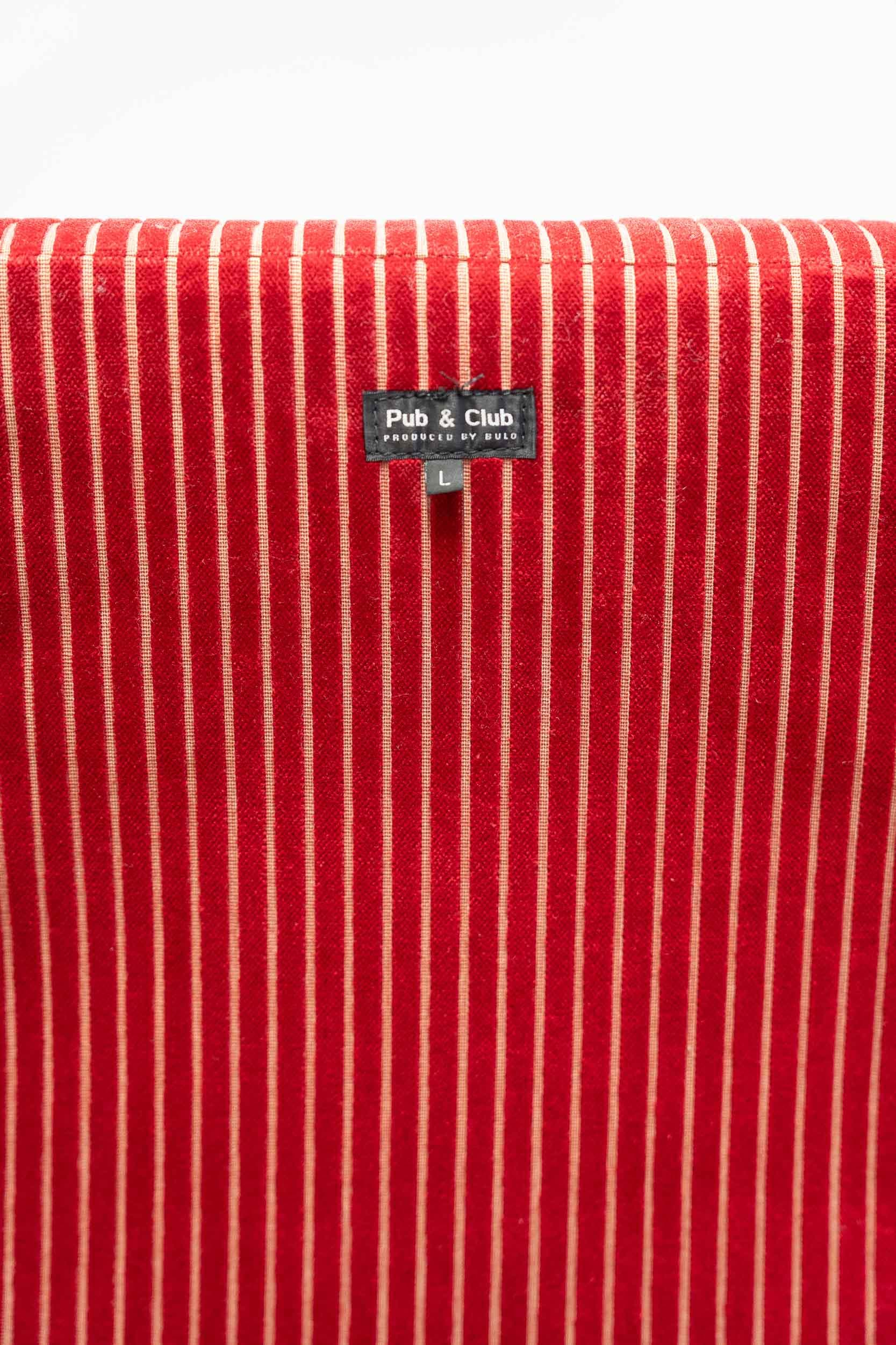 Bulo Pub & Club Chaise en velours rouge sur roues chromées noires-3