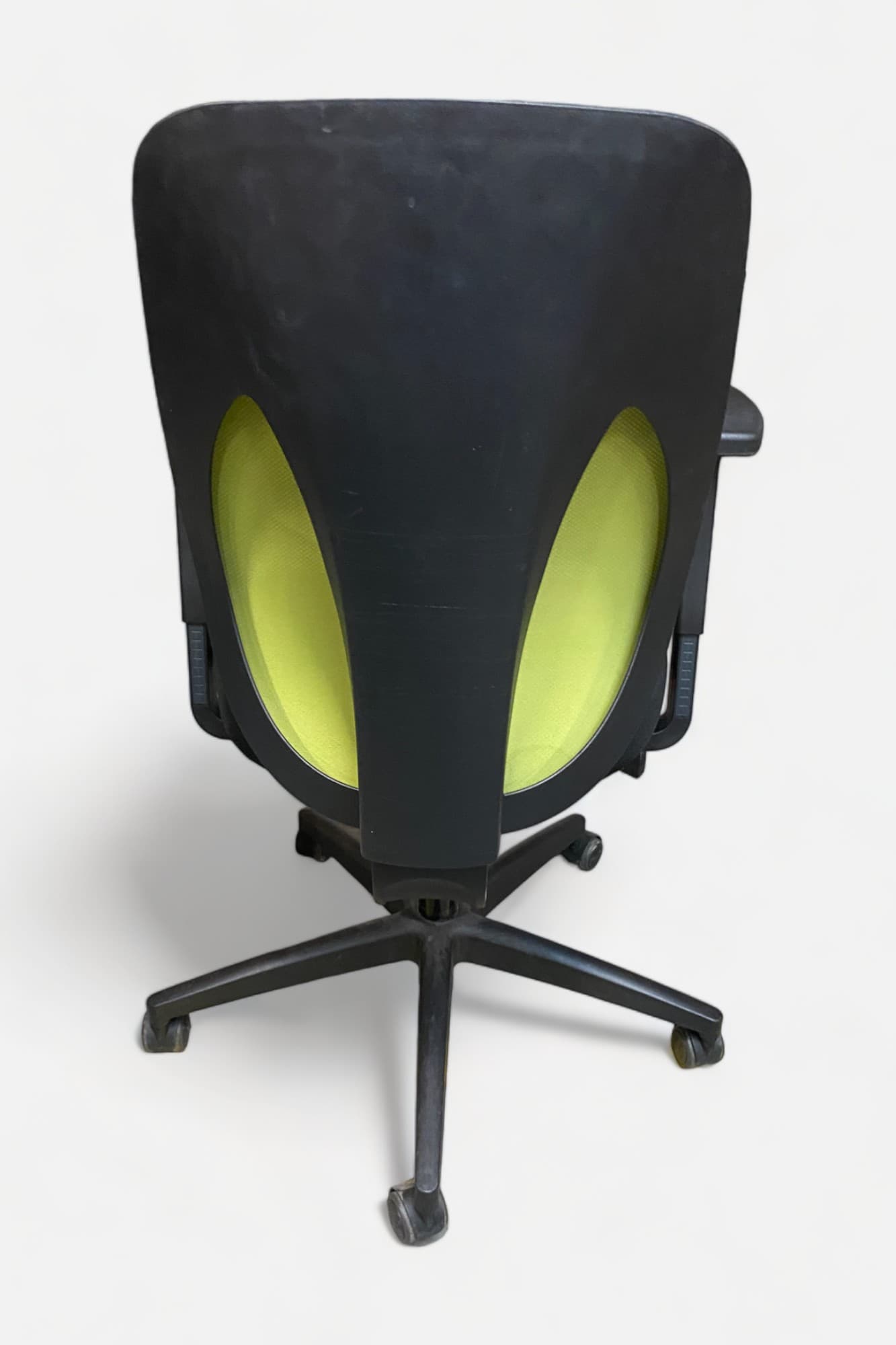 Giroflex Ergonomic adjustable green and black office chair on wheels-2
