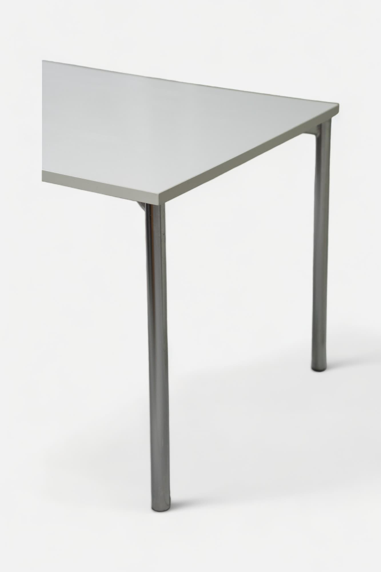 130cm Kusch+Co White grey table with chromed frame-1