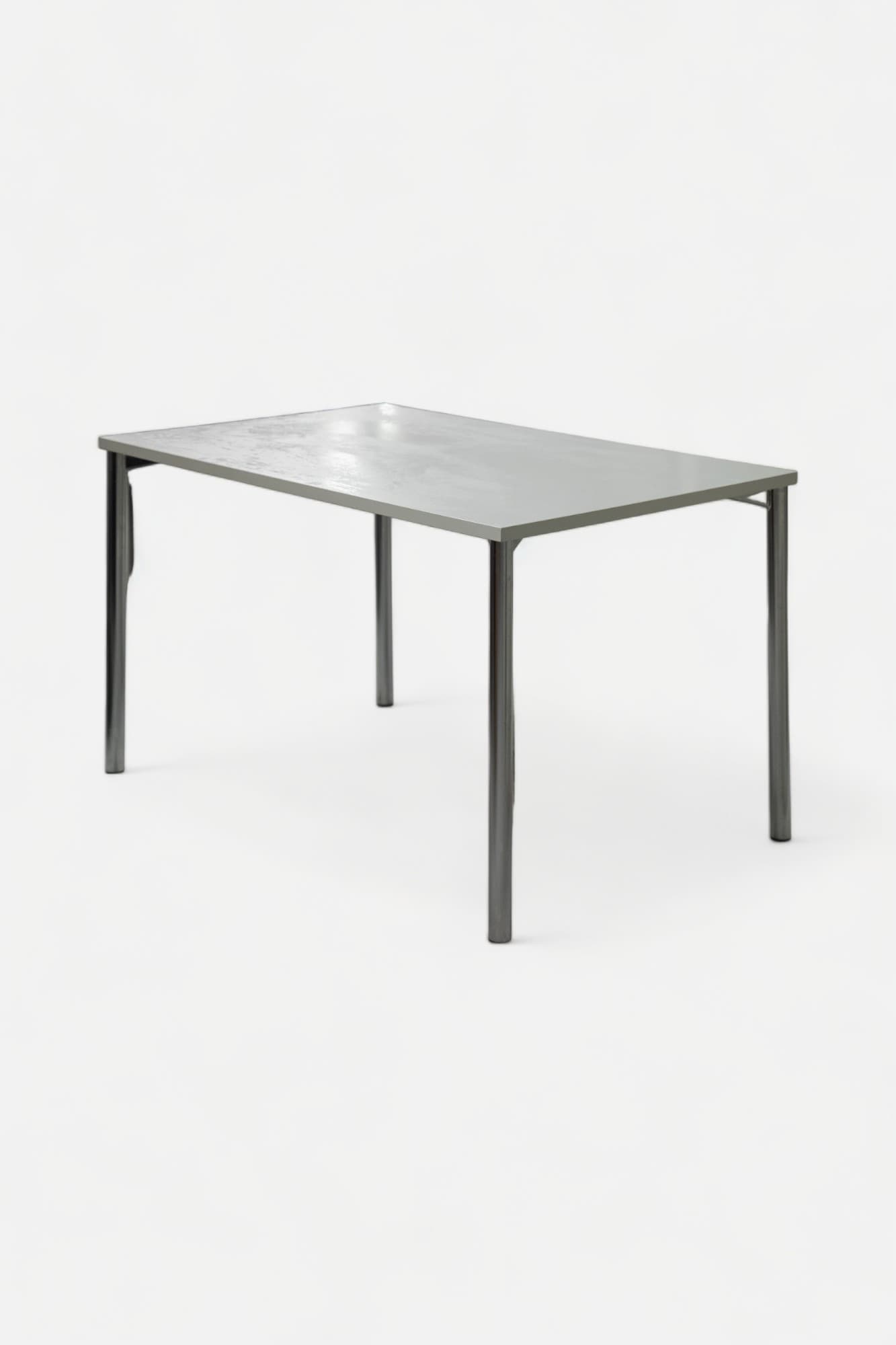 130cm Kusch+Co White grey table with chromed frame-0