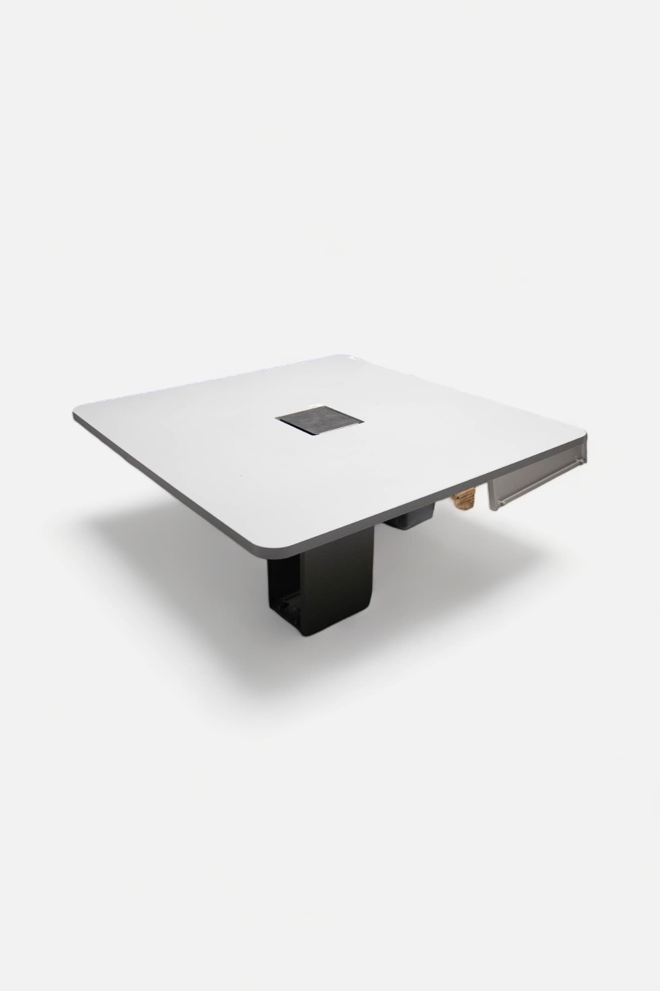 Bulo Grey top meeting table on grey square leg with metal top access