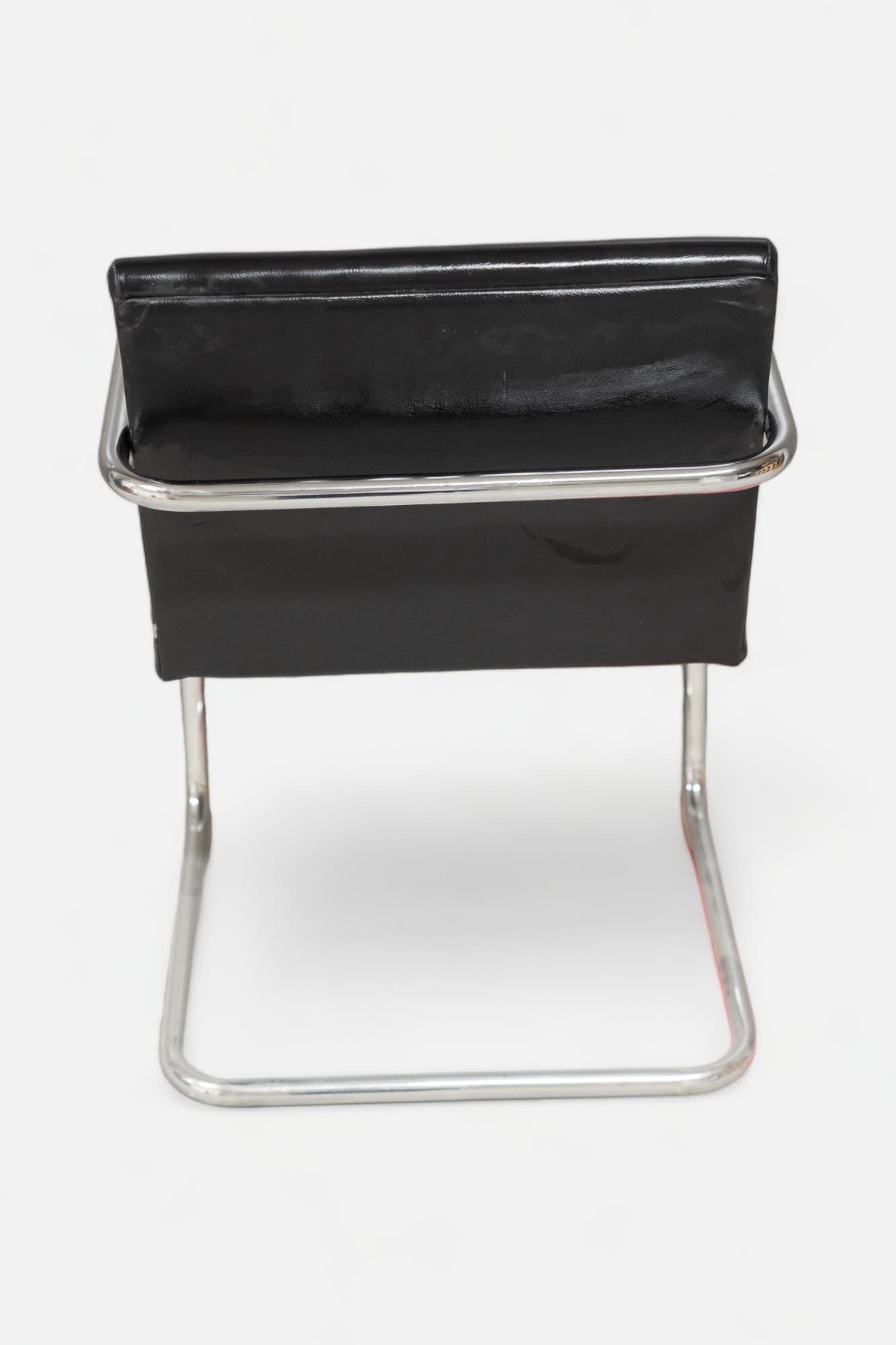 Knoll Brno replica Black leather chair with steel armrest and legs-2