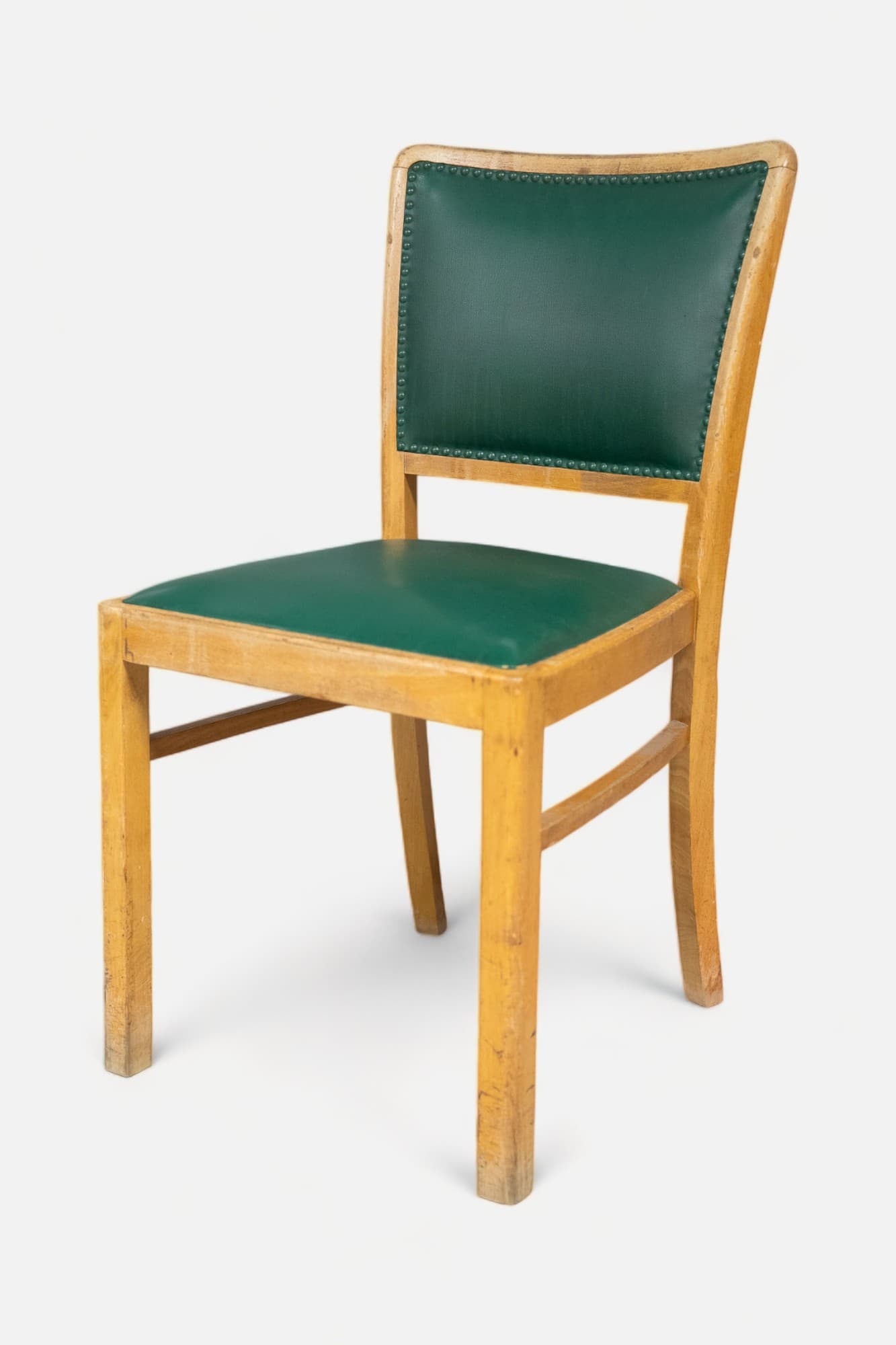 Vintage Wood and green chair-0