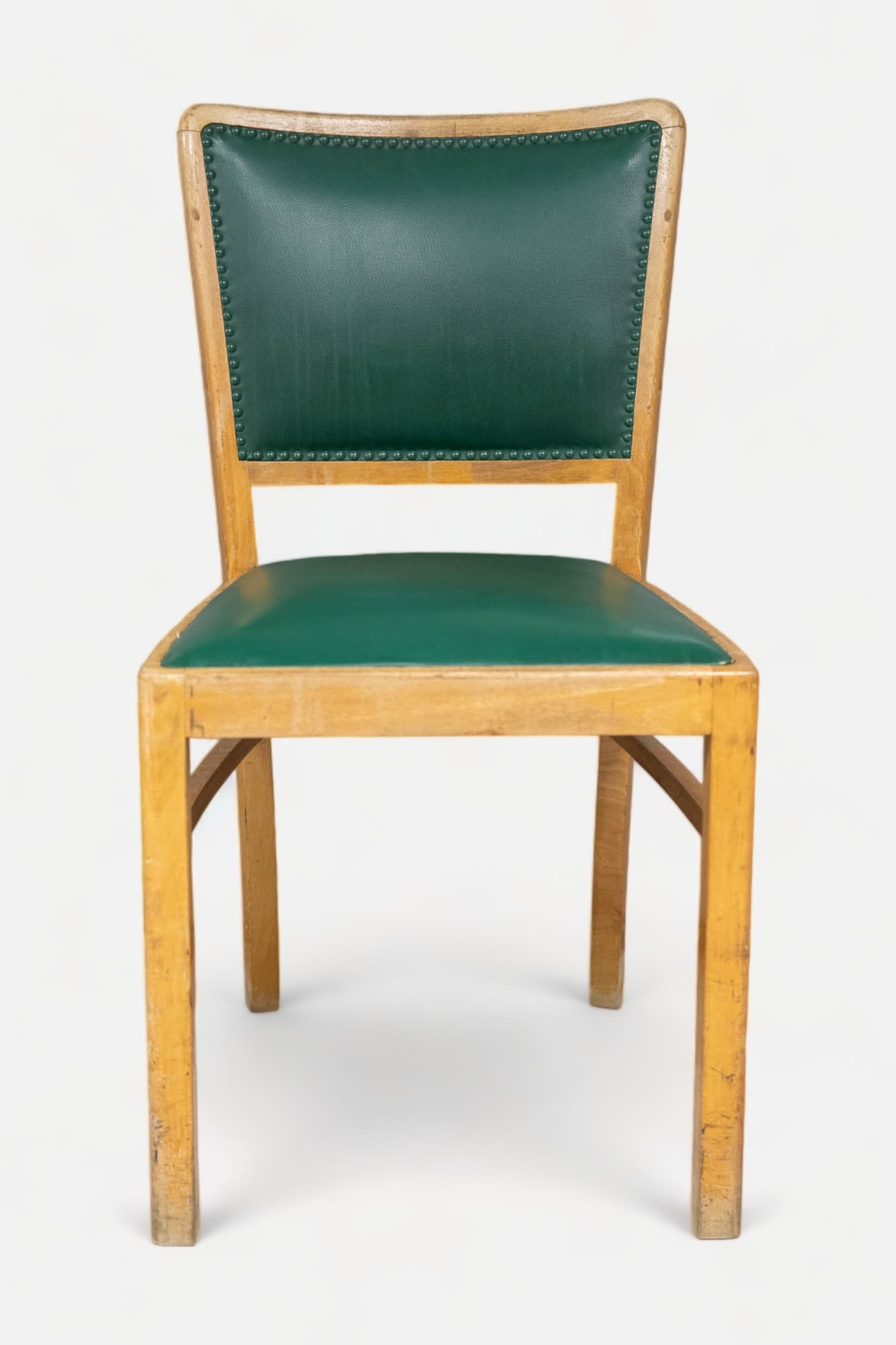 Vintage Wood and green chair-1