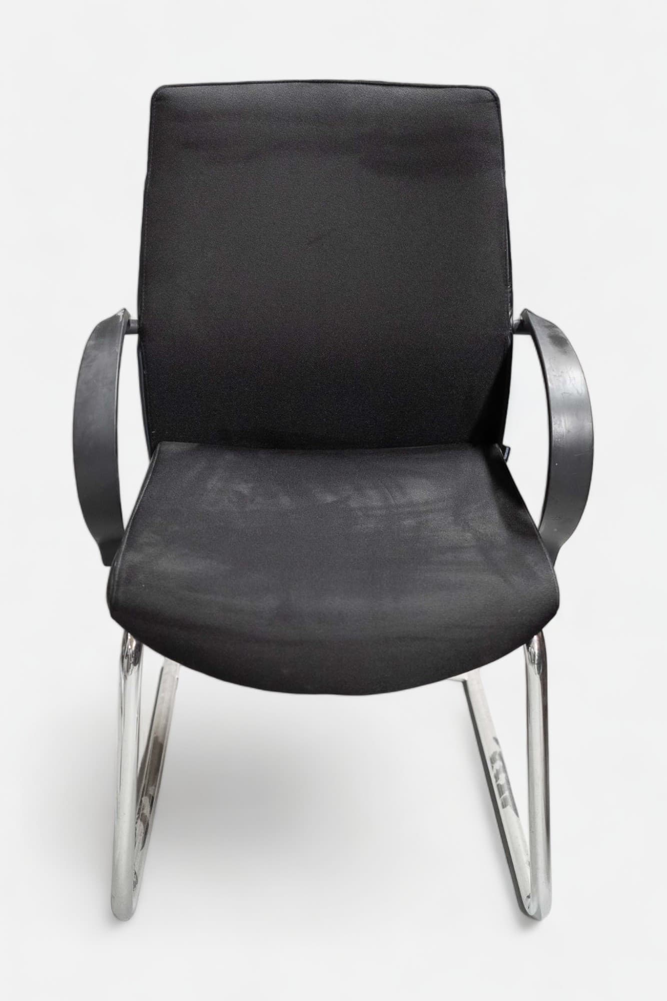Drabert Chaise à coussin noir sur pieds en acier-3