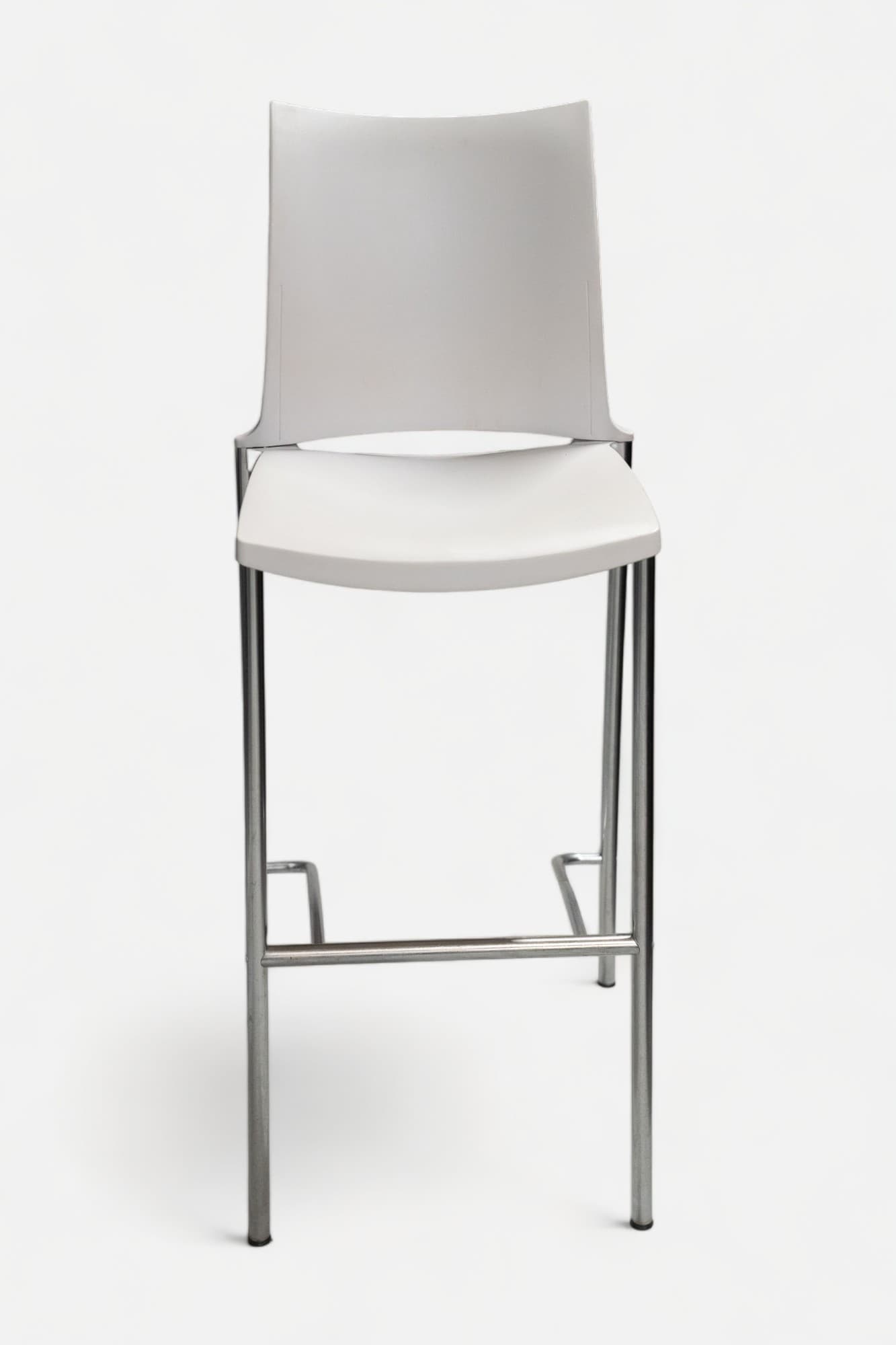 Kusch+Co White high bar chair on chromed frame and footrest-1