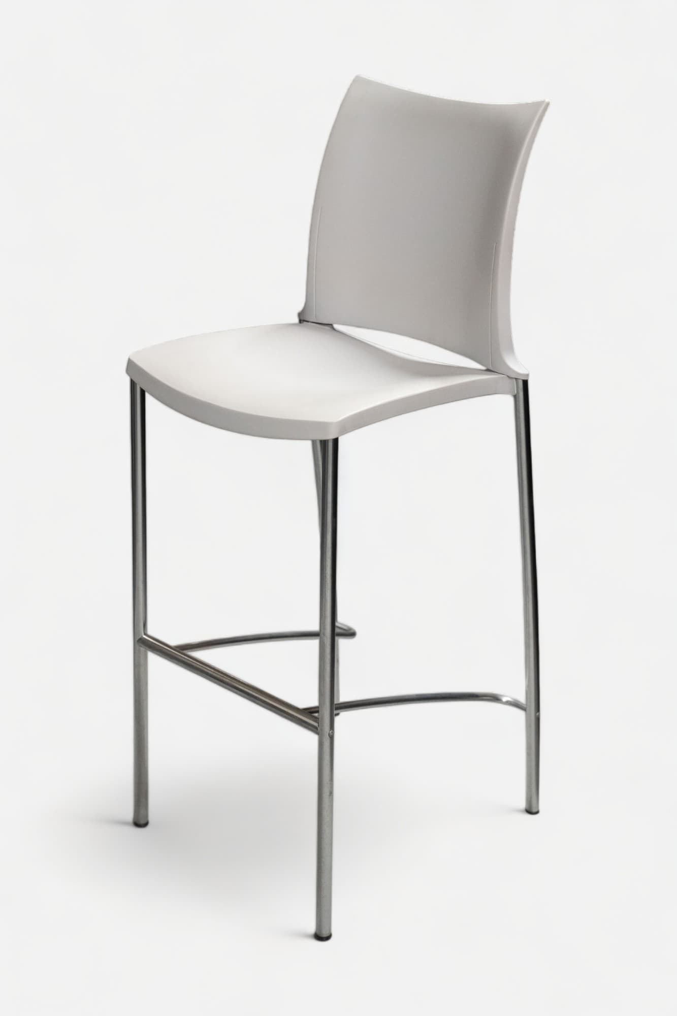 Kusch+Co White high bar chair on chromed frame and footrest-0