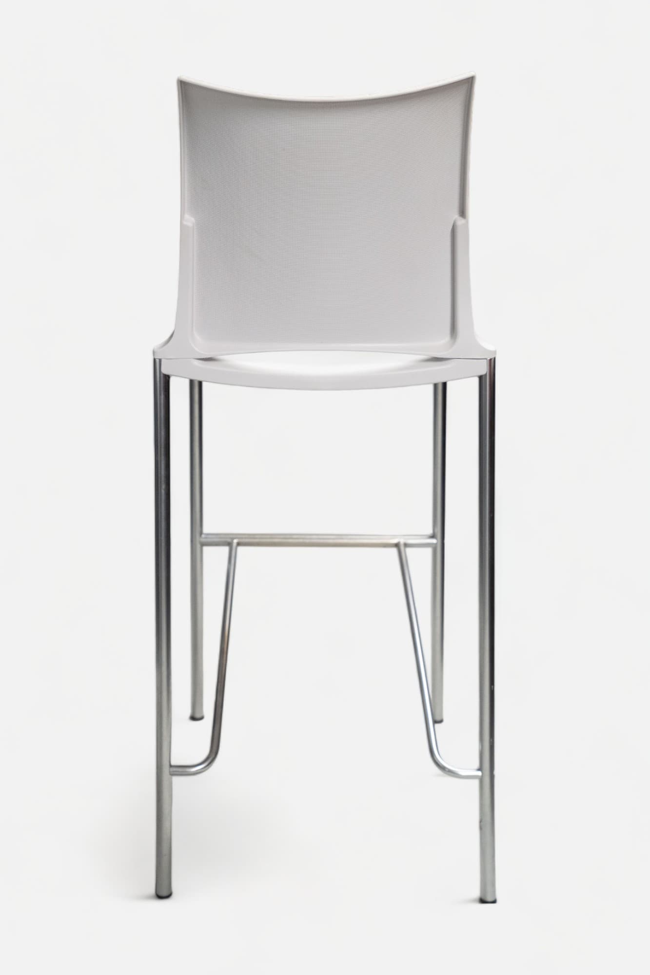 Kusch+Co White high bar chair on chromed frame and footrest-3