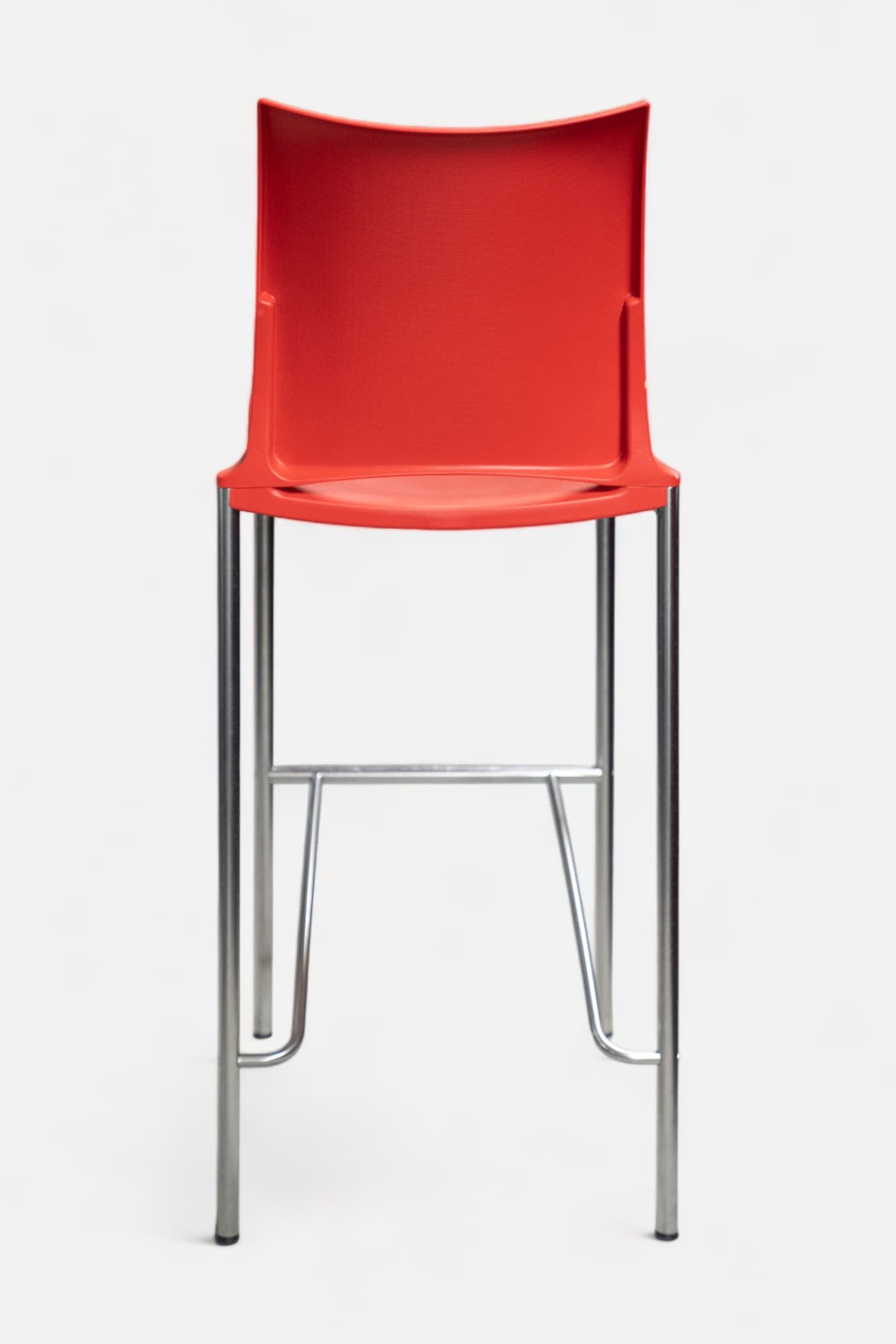 Kusch+Co Red high bar stool on chromed frame and footrest-3