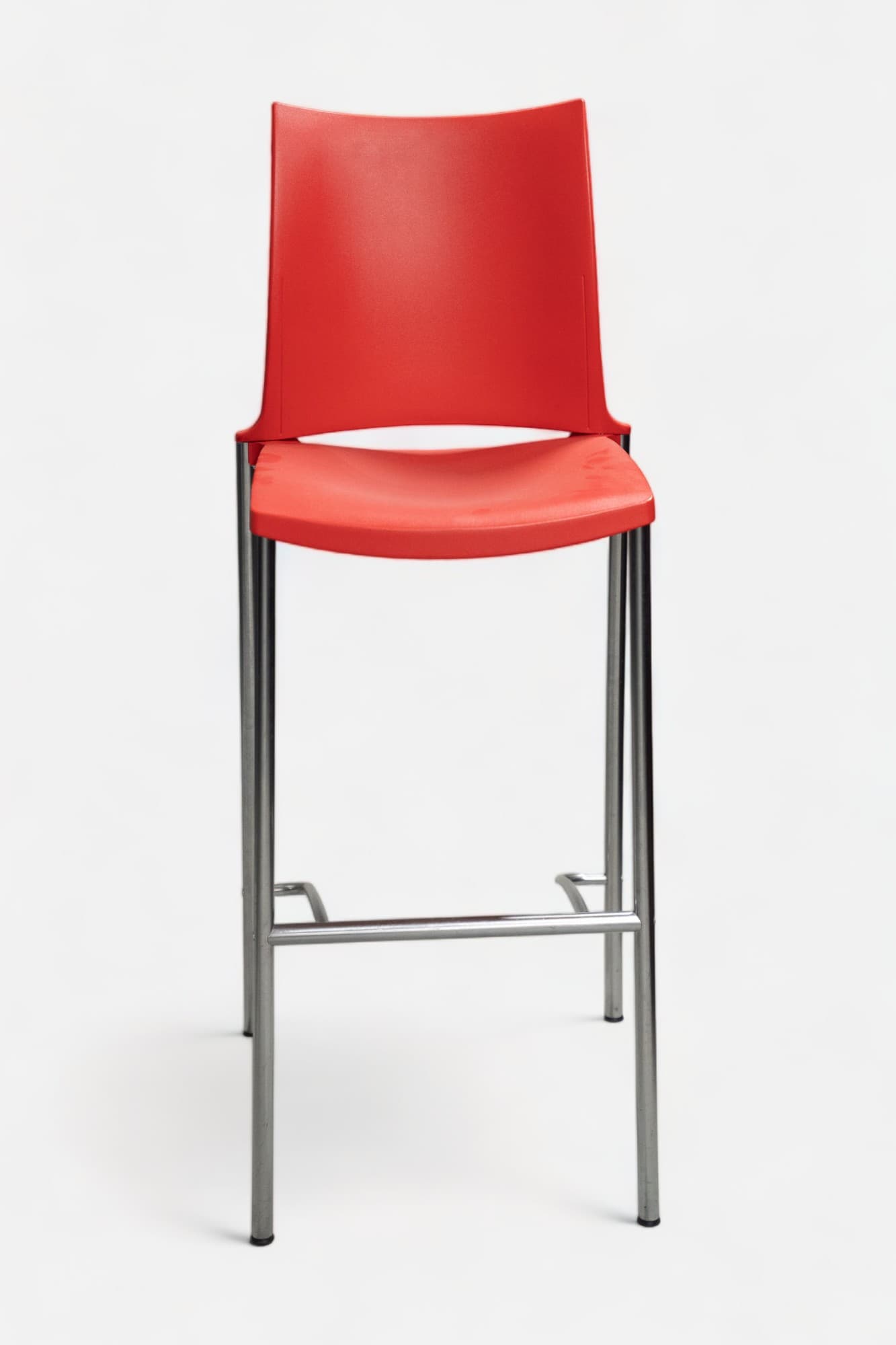 Kusch+Co Red high bar stool on chromed frame and footrest-1
