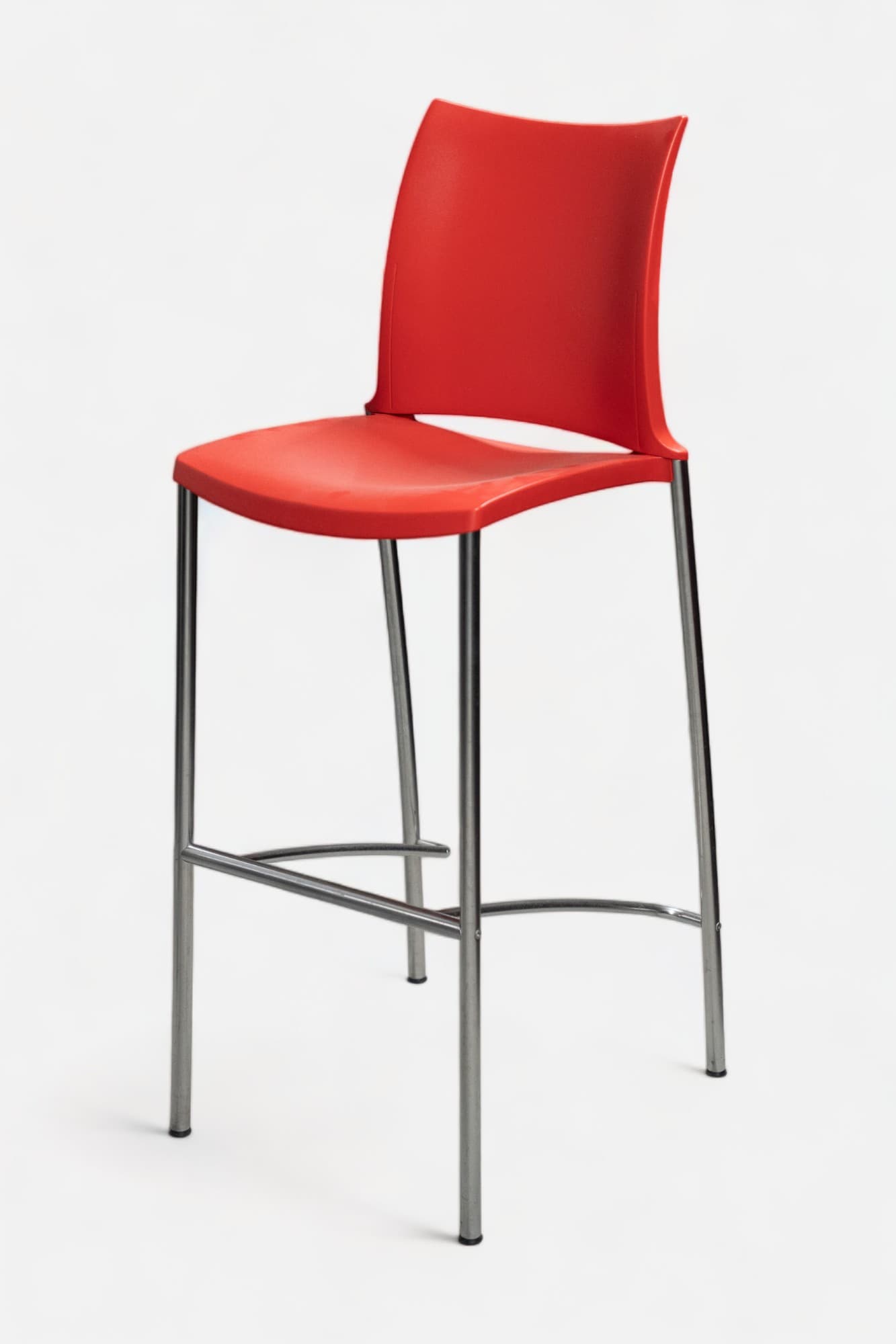 Kusch+Co Red high bar stool on chromed frame and footrest-0