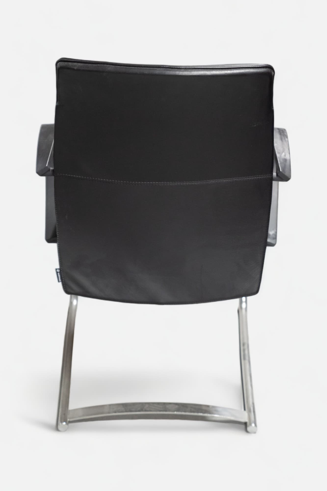 Drabert Zwart leren stoel op stalen poten-3