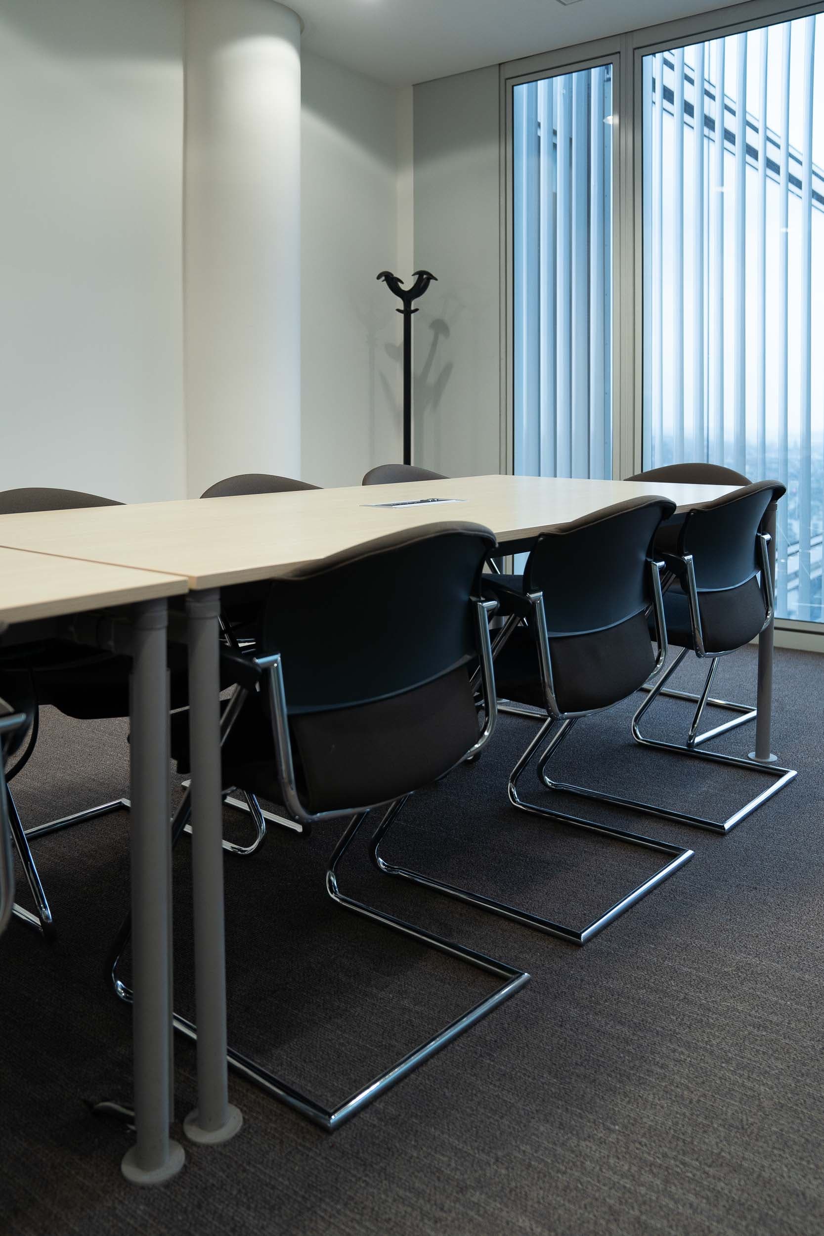 Bulo 200cm wood top Desk with top access on grey round legs-2
