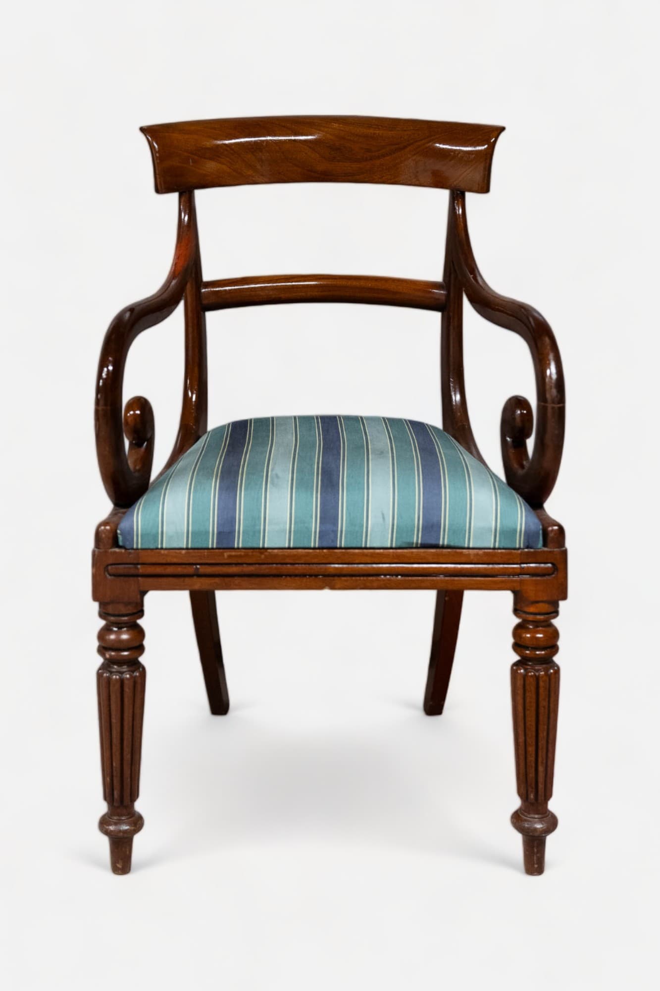 Vintage Wood chair with Blue cushion-2