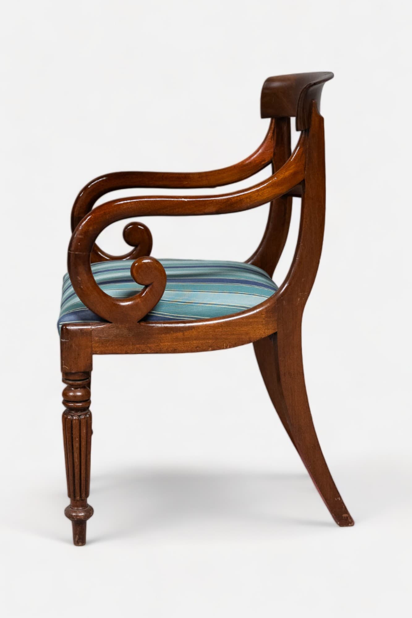 Vintage Wood chair with Blue cushion-1