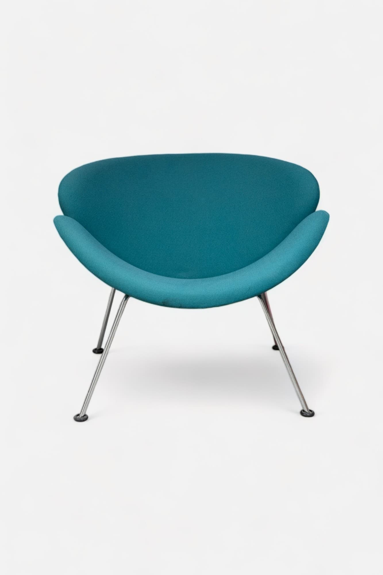 Fauteuil vintage Artifort Orange Slice- design bleu vert avec coussin sur pieds en acier-1