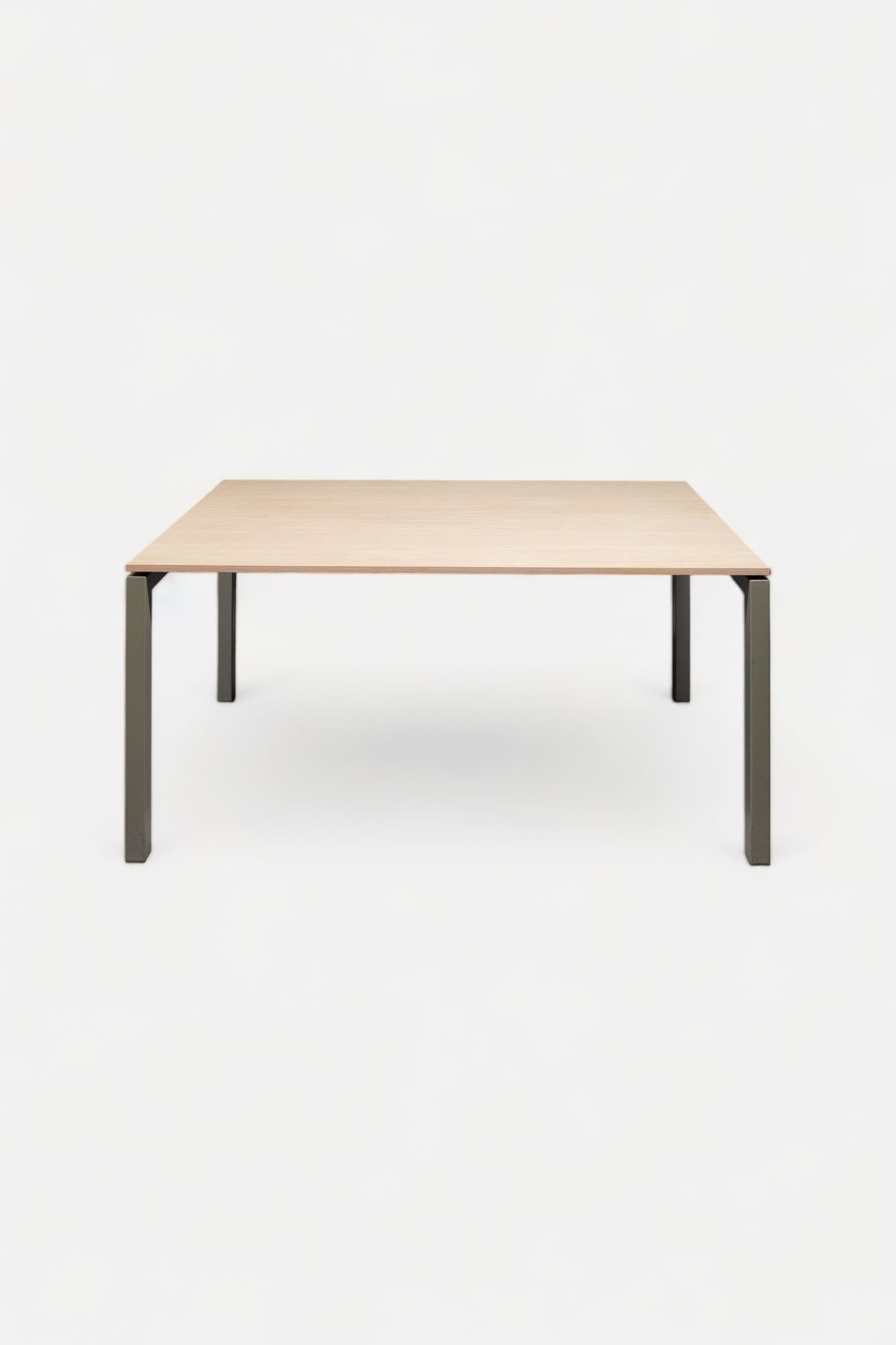 160cm Light wood desk with non adjustable gray metal legs-1