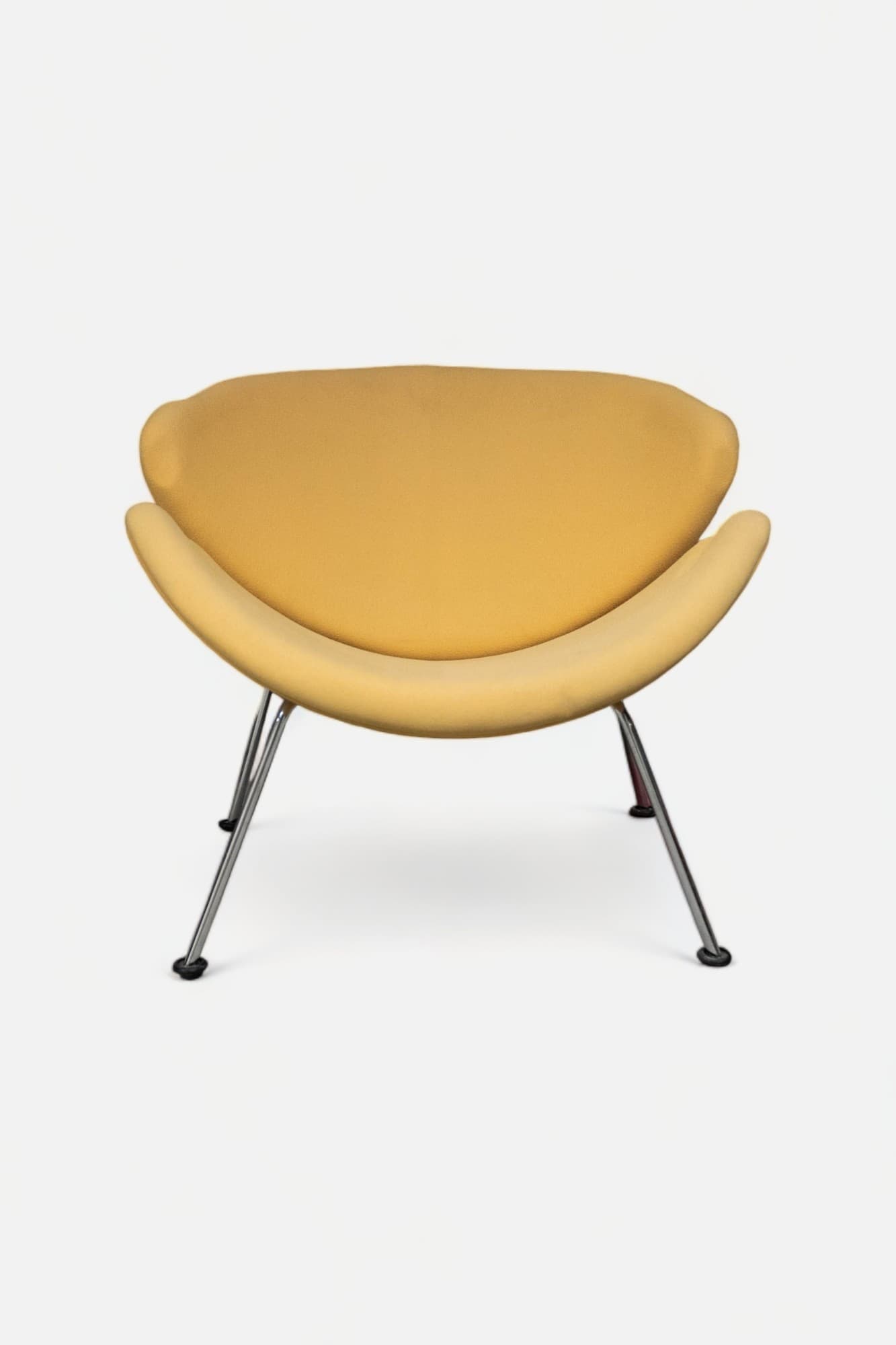 Vintage Artifort orange slice Design light Yellow armchair cushion with steel legs-1