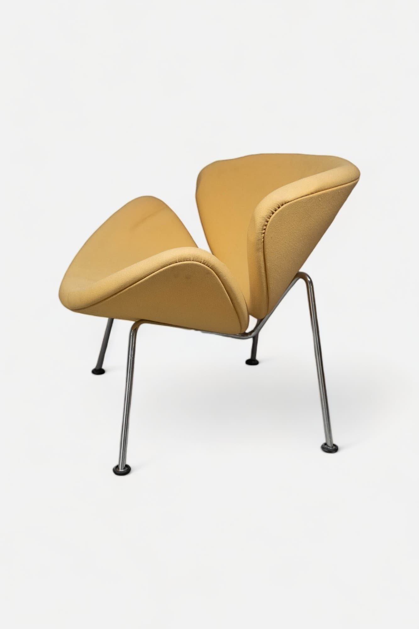 Vintage Artifort orange slice Design light Yellow armchair cushion with steel legs-2