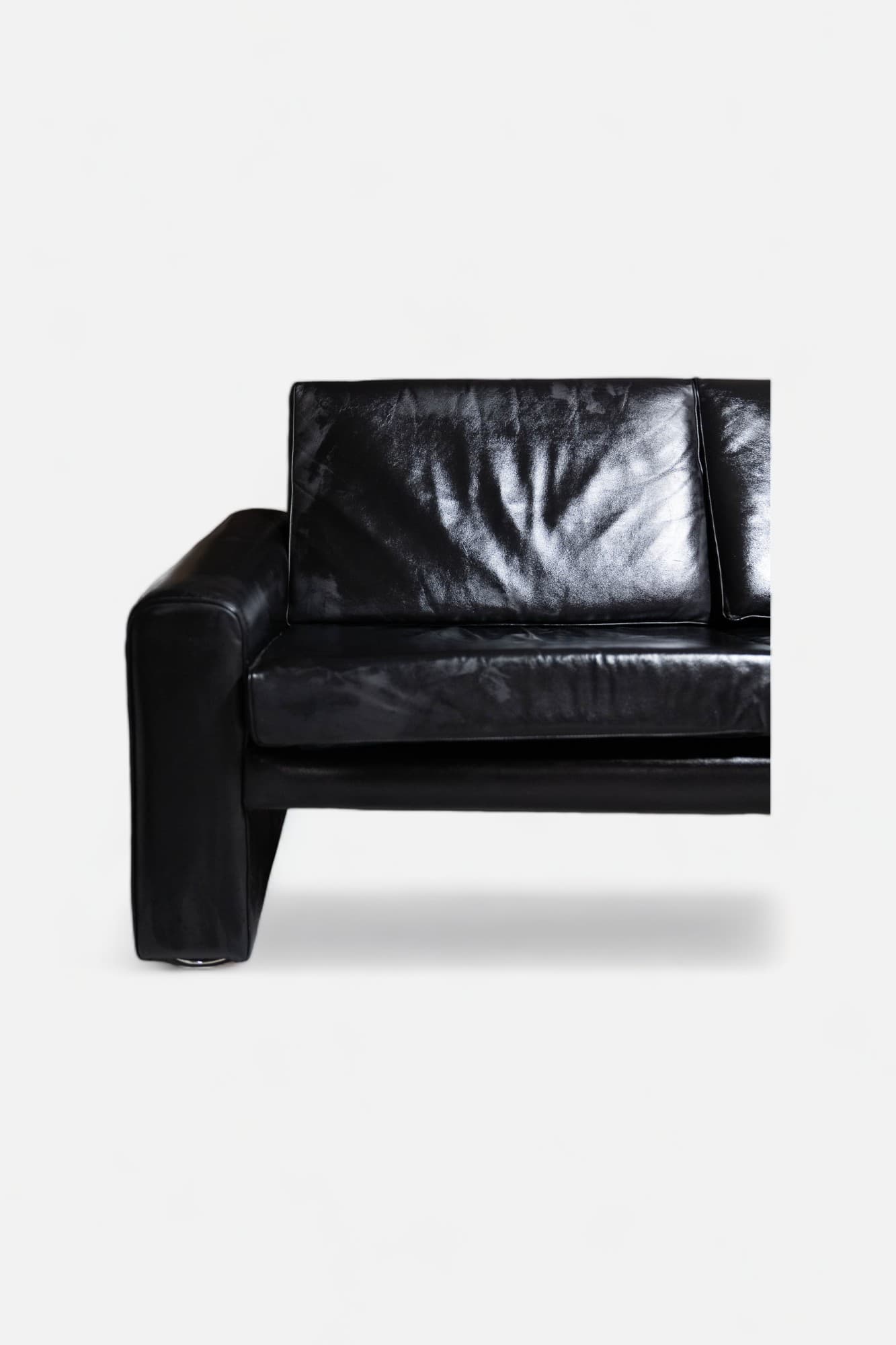 Black leather sofa 2ppl-1