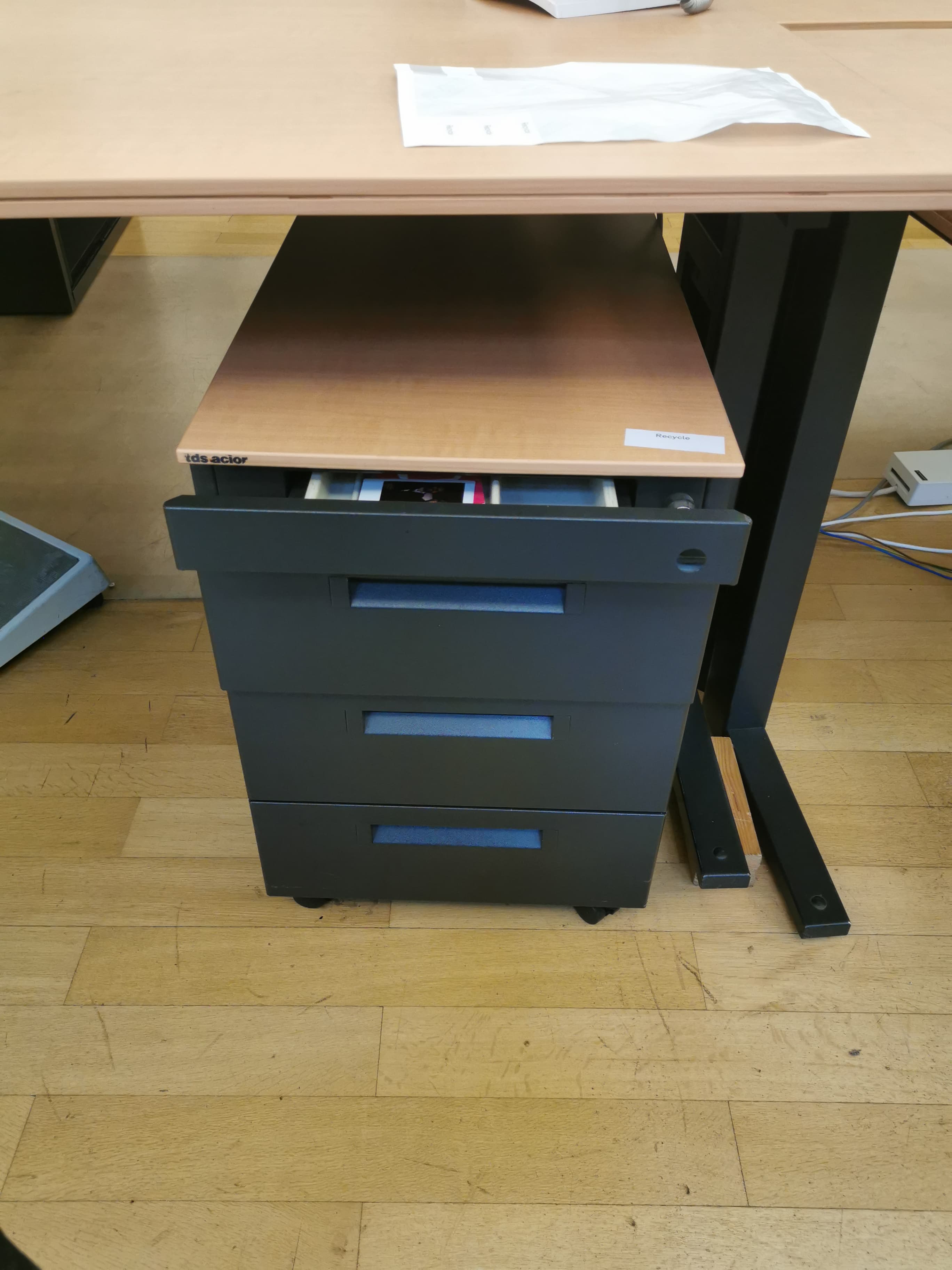 Tds black drawer with wood top-0