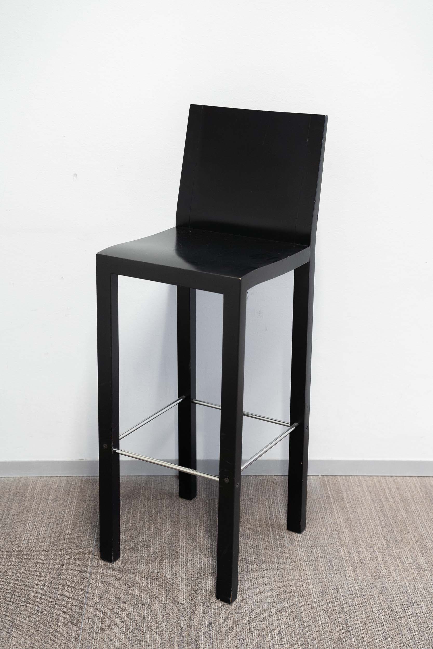 Dietiker black wooden high chairs with metal footrests-2