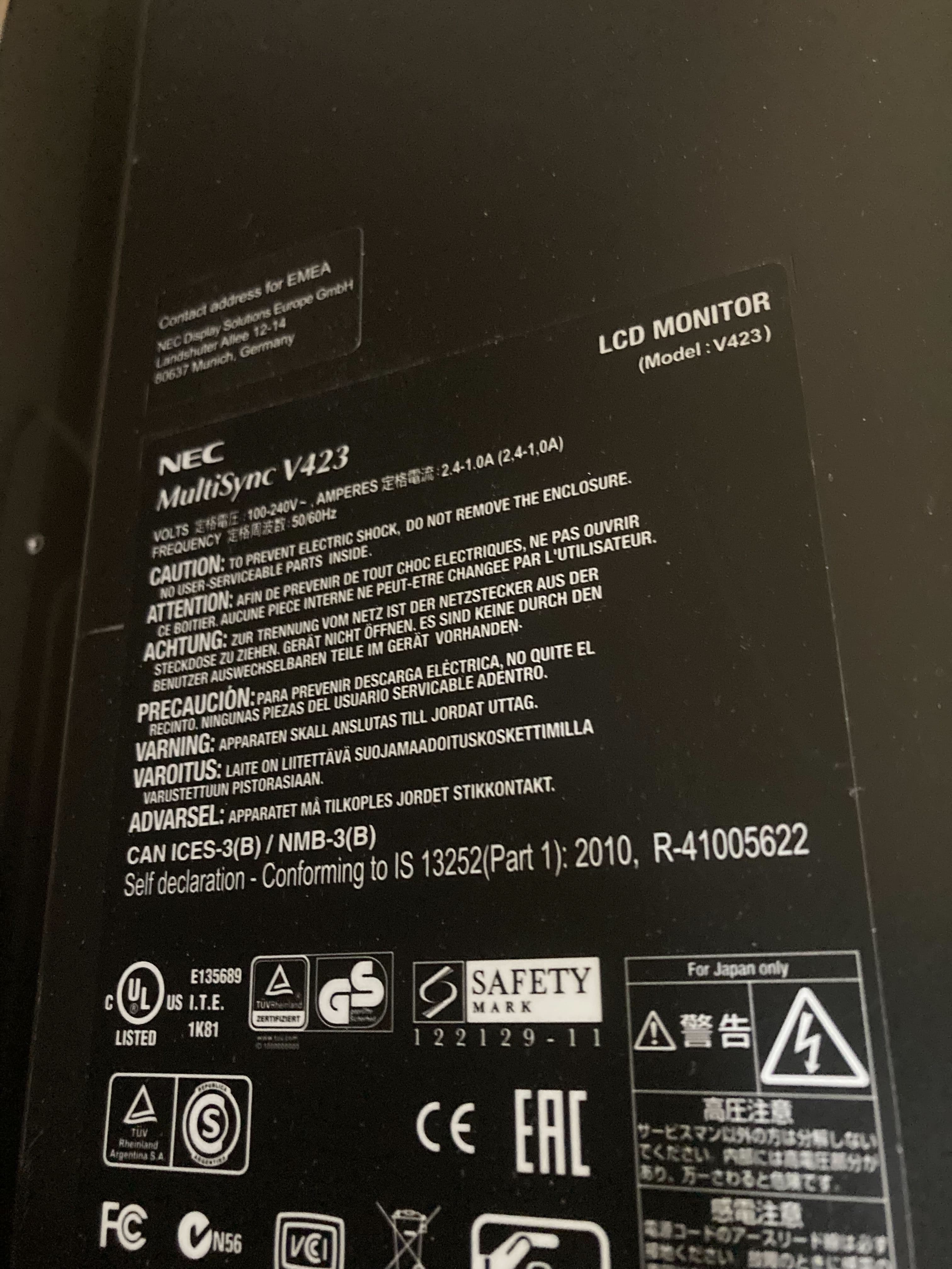 NEC MultiSync® V423 black TV-1