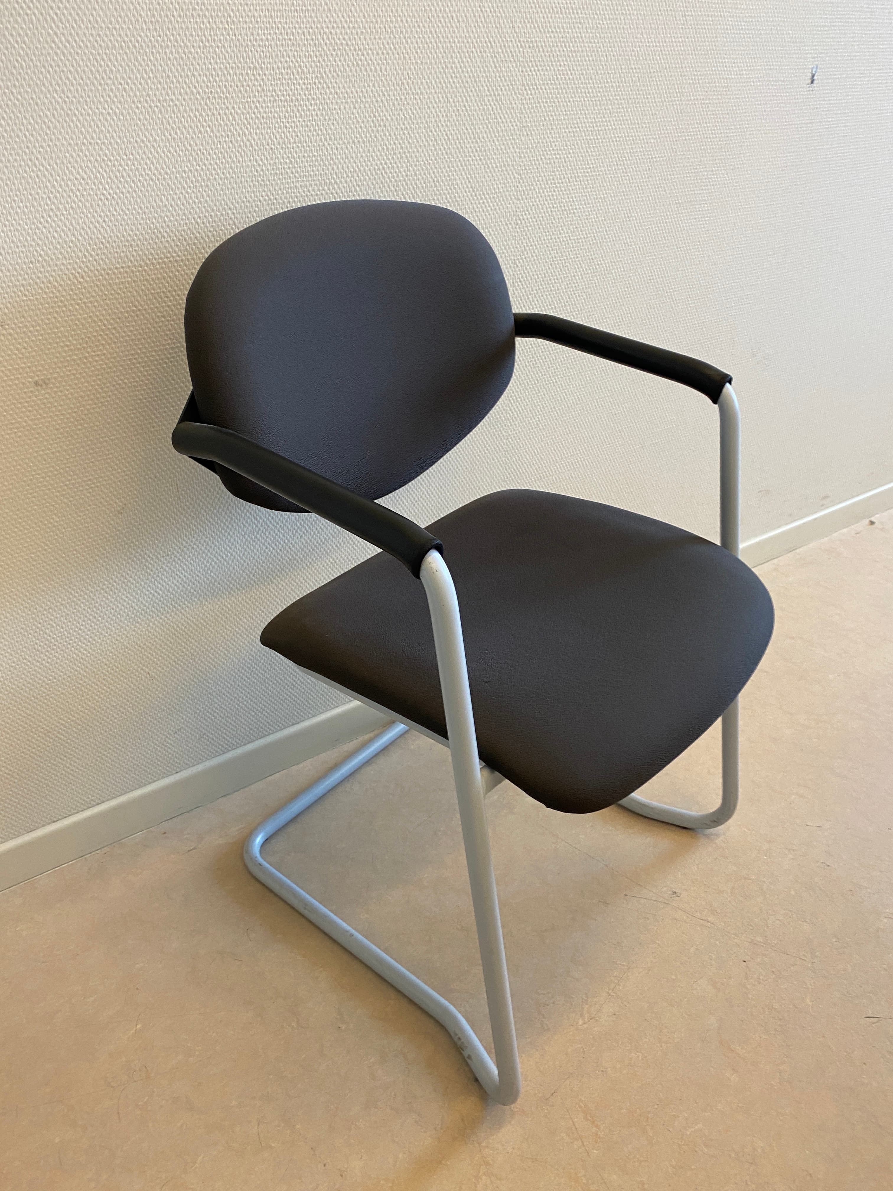 Stackable Dark brown Grey meeting chair on grey legs-2