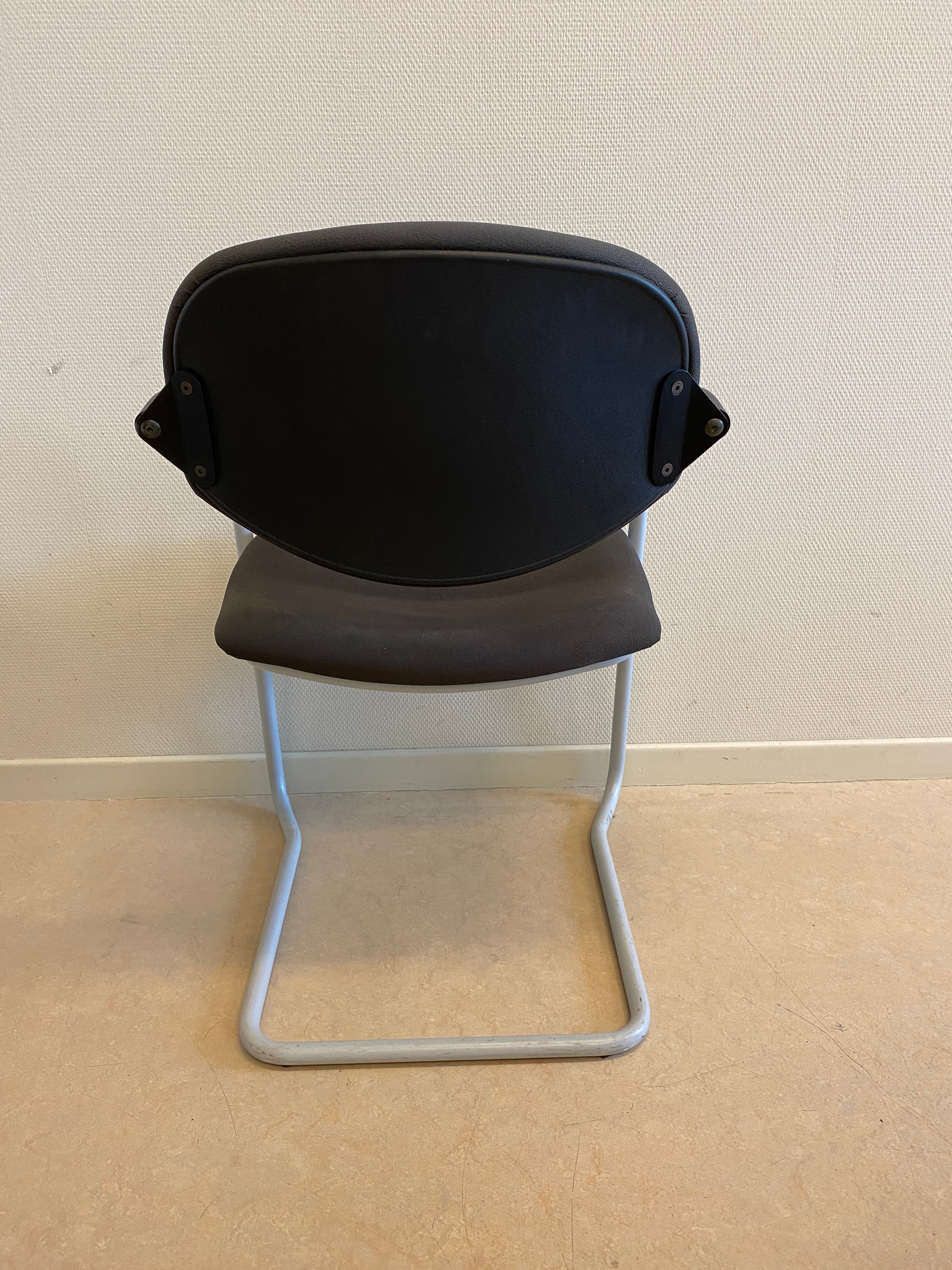 Stackable Dark brown Grey meeting chair on grey legs-3