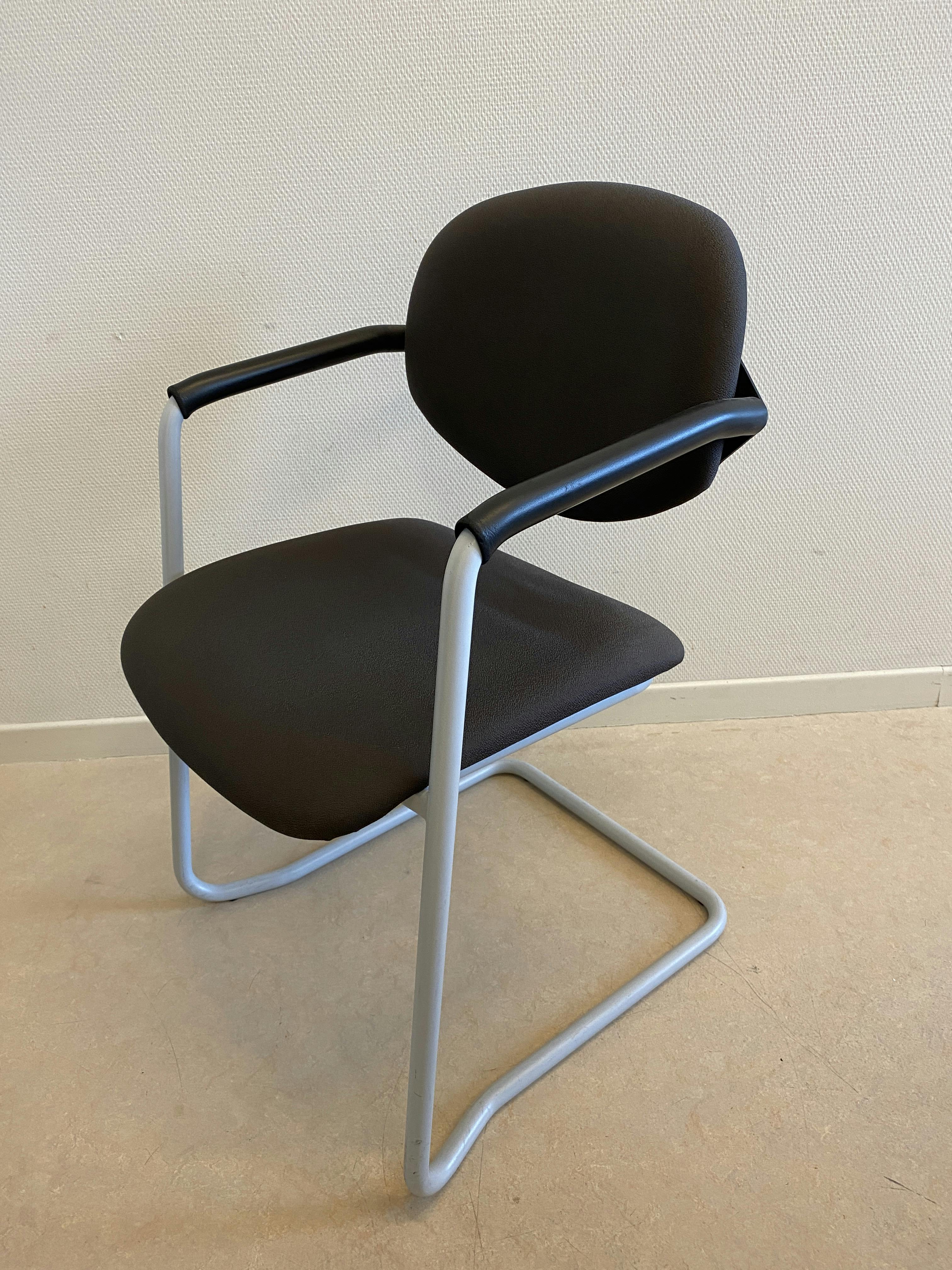 Stackable Dark brown Grey meeting chair on grey legs - Relieve Furniture