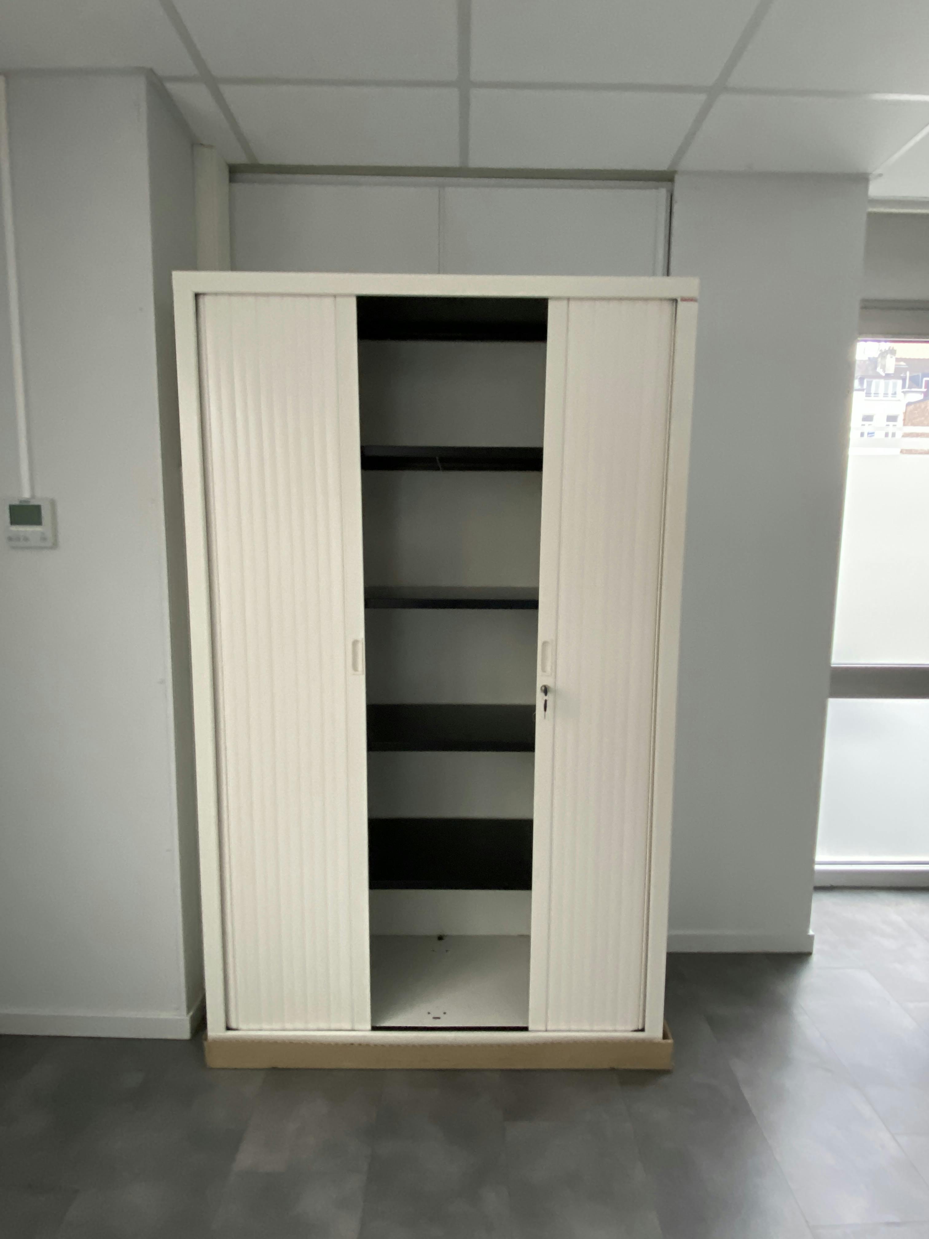 200cm Berhin white cupboard storage with keys - Relieve Furniture