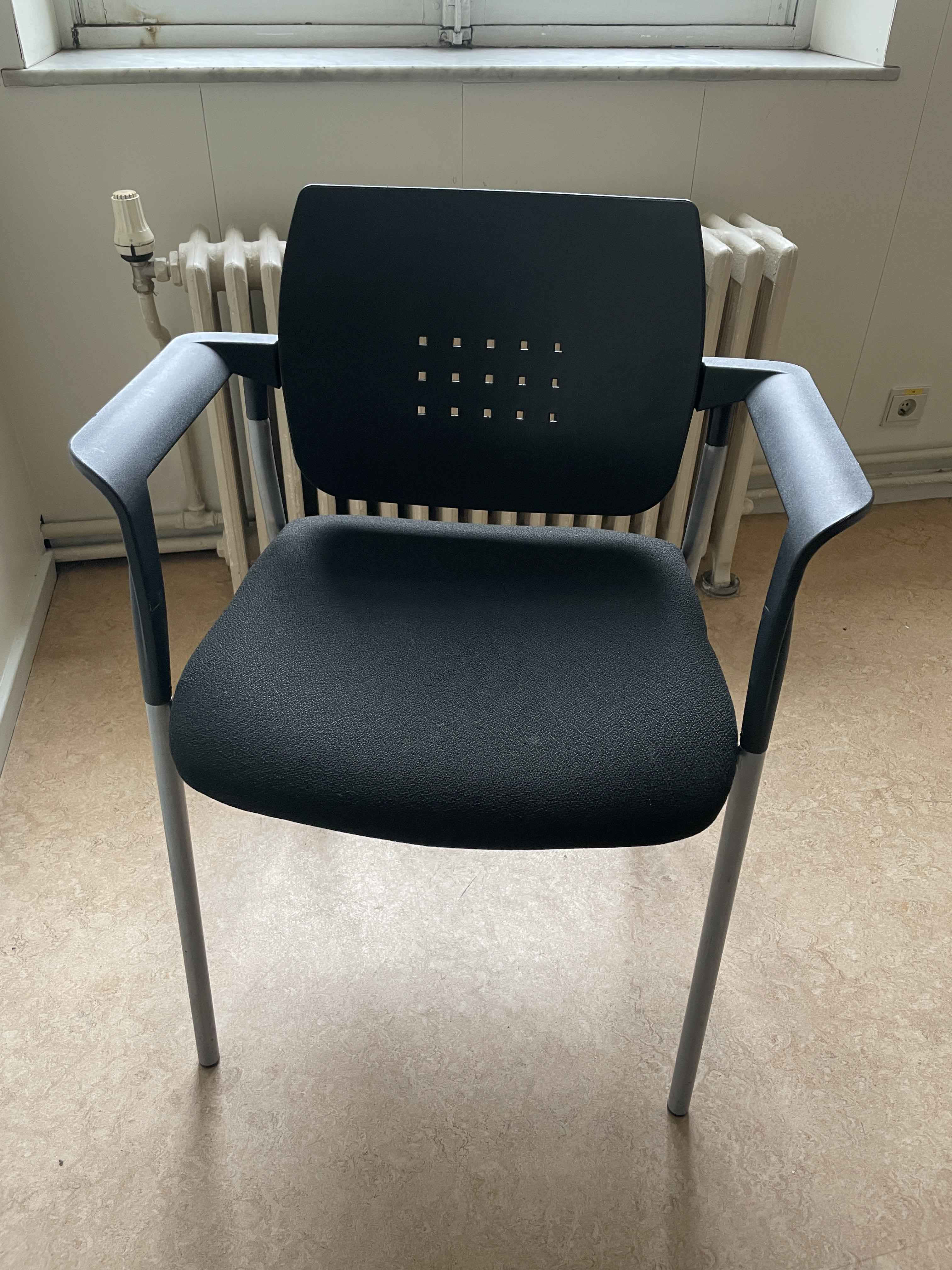 Black Stackable chairs with plastic backrest-0