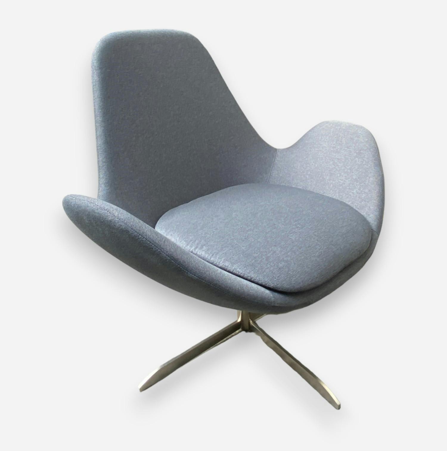 GHOST Low Grey Armchair on metal swivel legs - Relieve Furniture