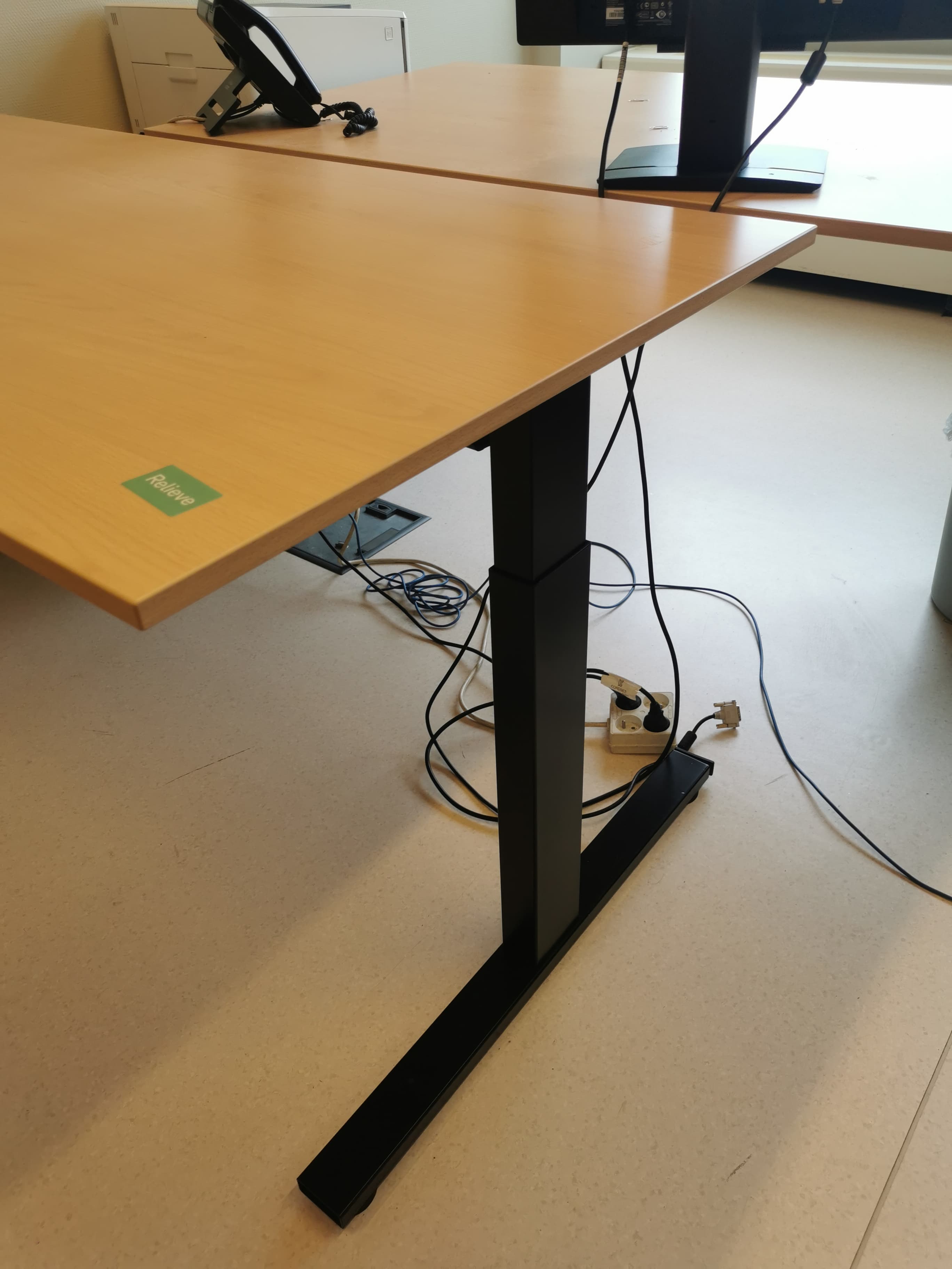 160cm wood top desk with T black adjustable legs-1