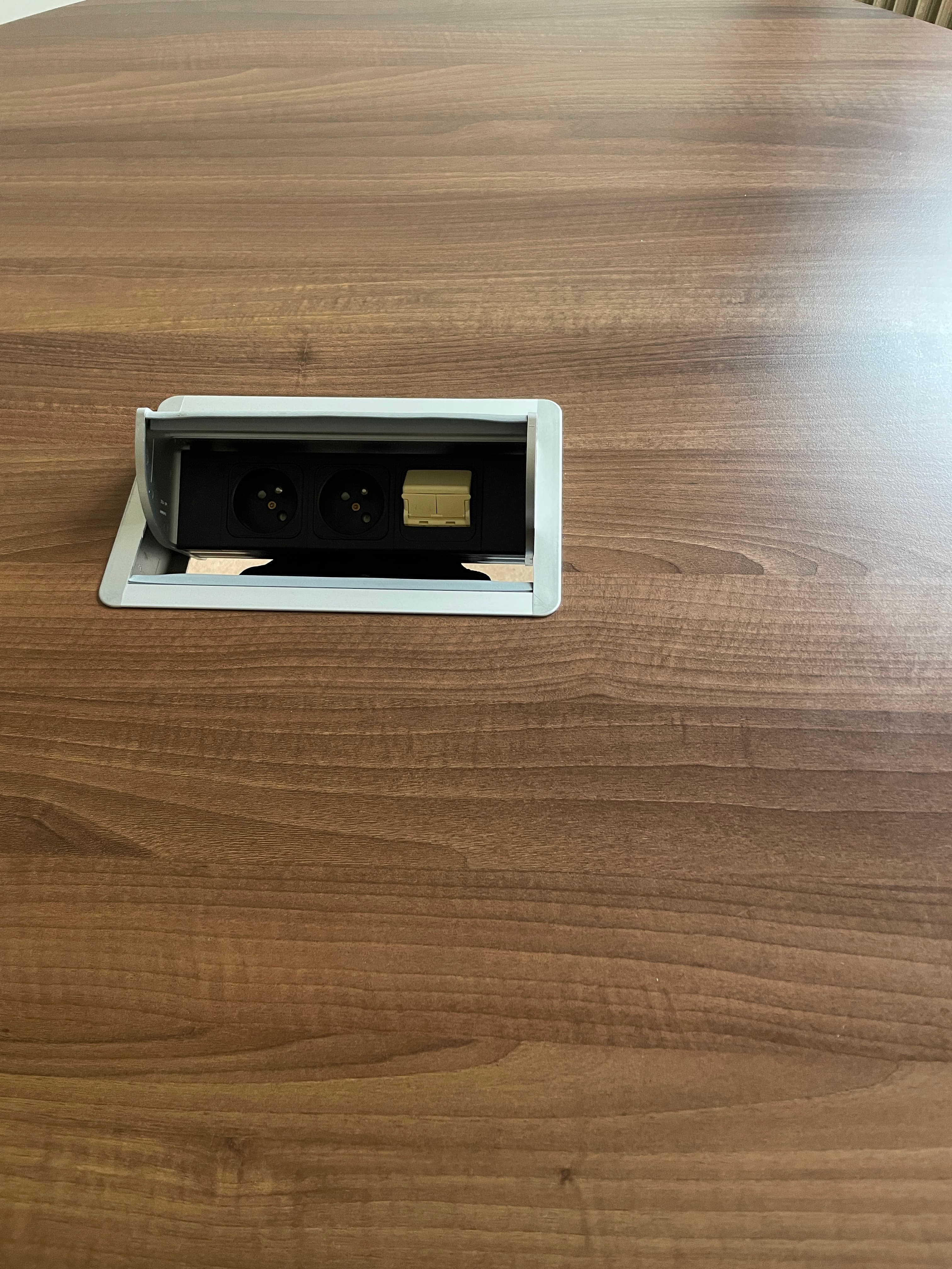 140 cm wood round table with top access and with Grey leg-2