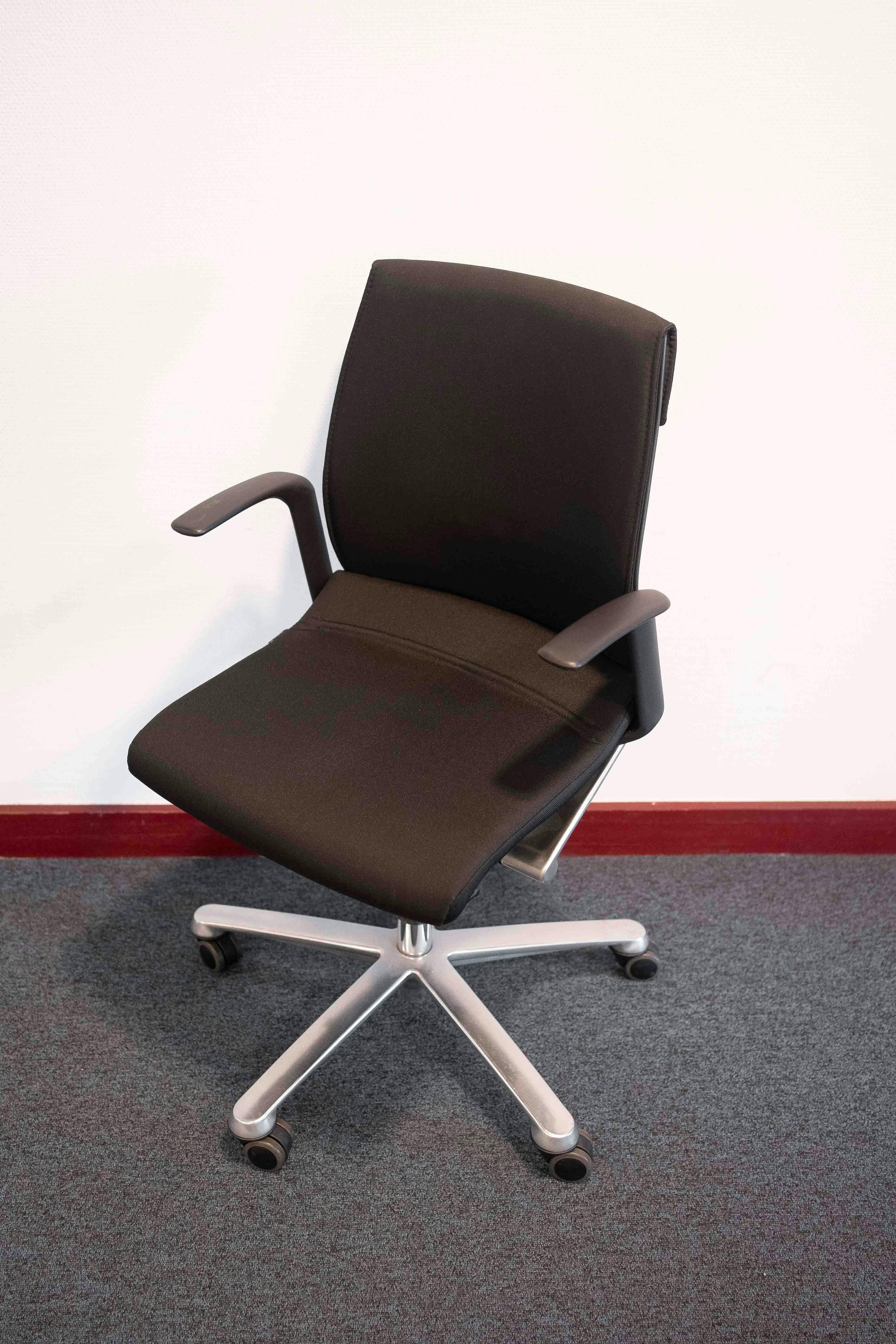 Wilkhahn black office chair on steel wheeled legs - Relieve Furniture