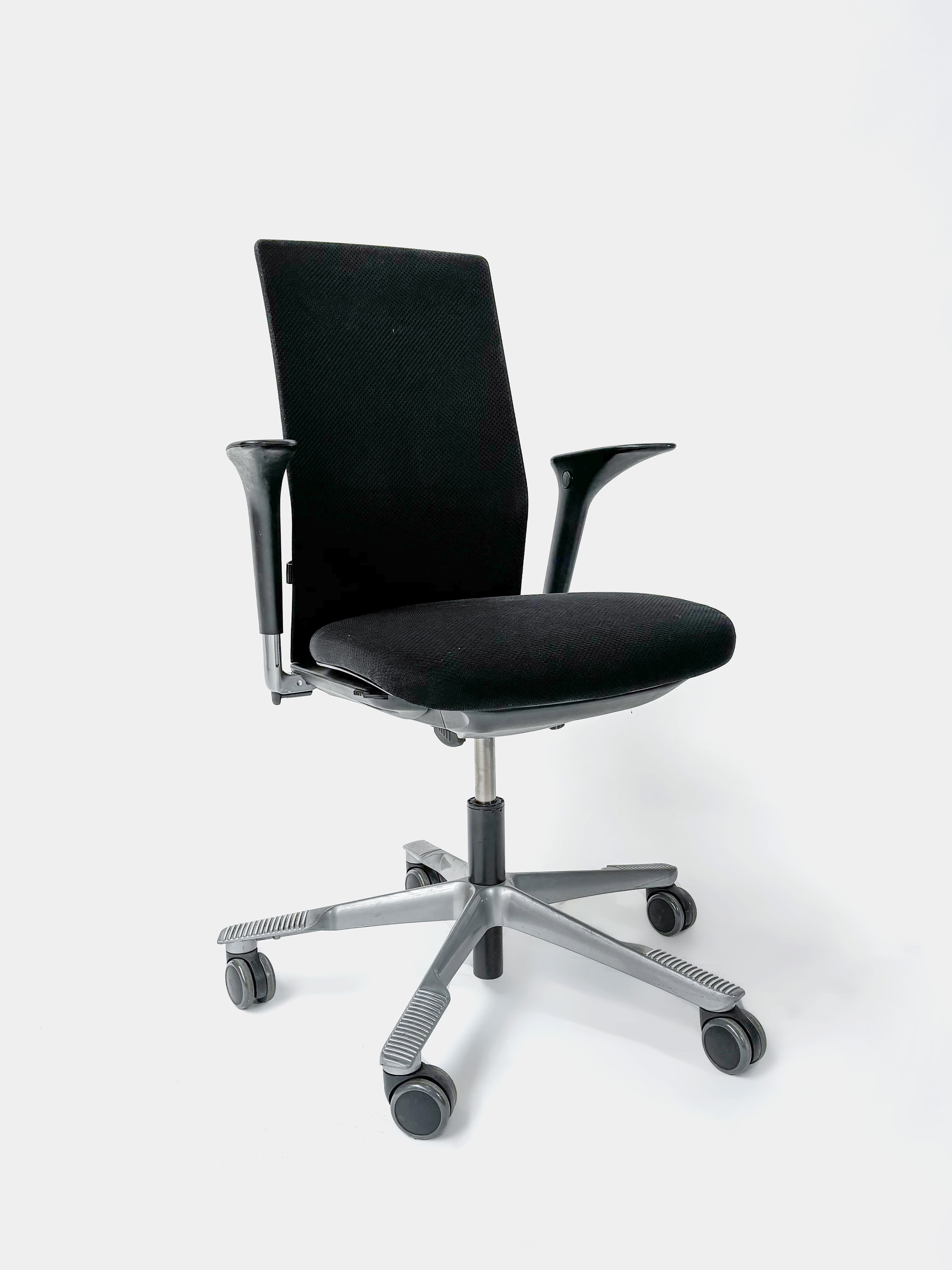 HAG Adjustable black office chairs on wheels-0