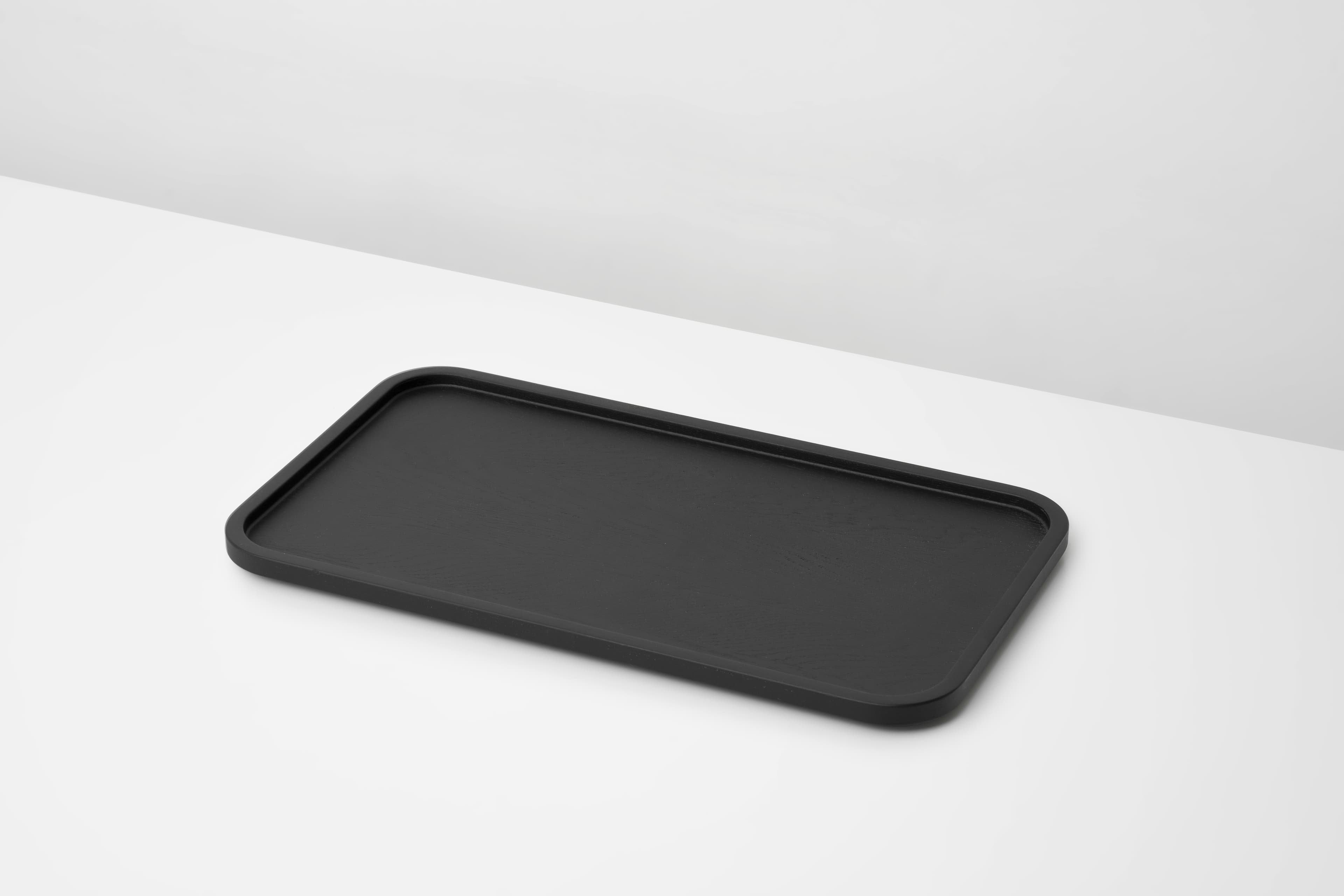CRUSO Black Oak Wooden Tray - 42cm-3
