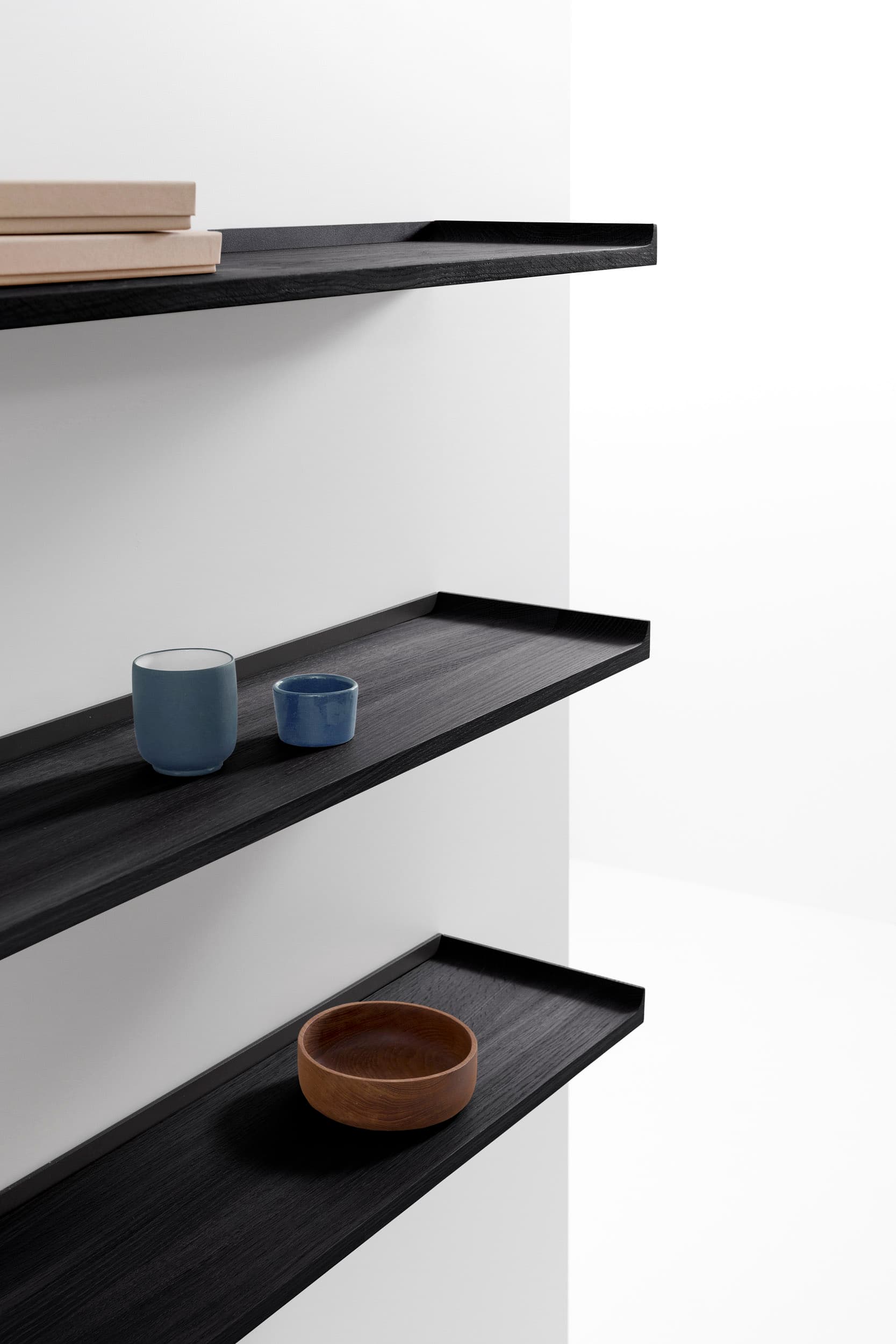 CRUSO Black Oak Shelves with Black Support - 90cm-4