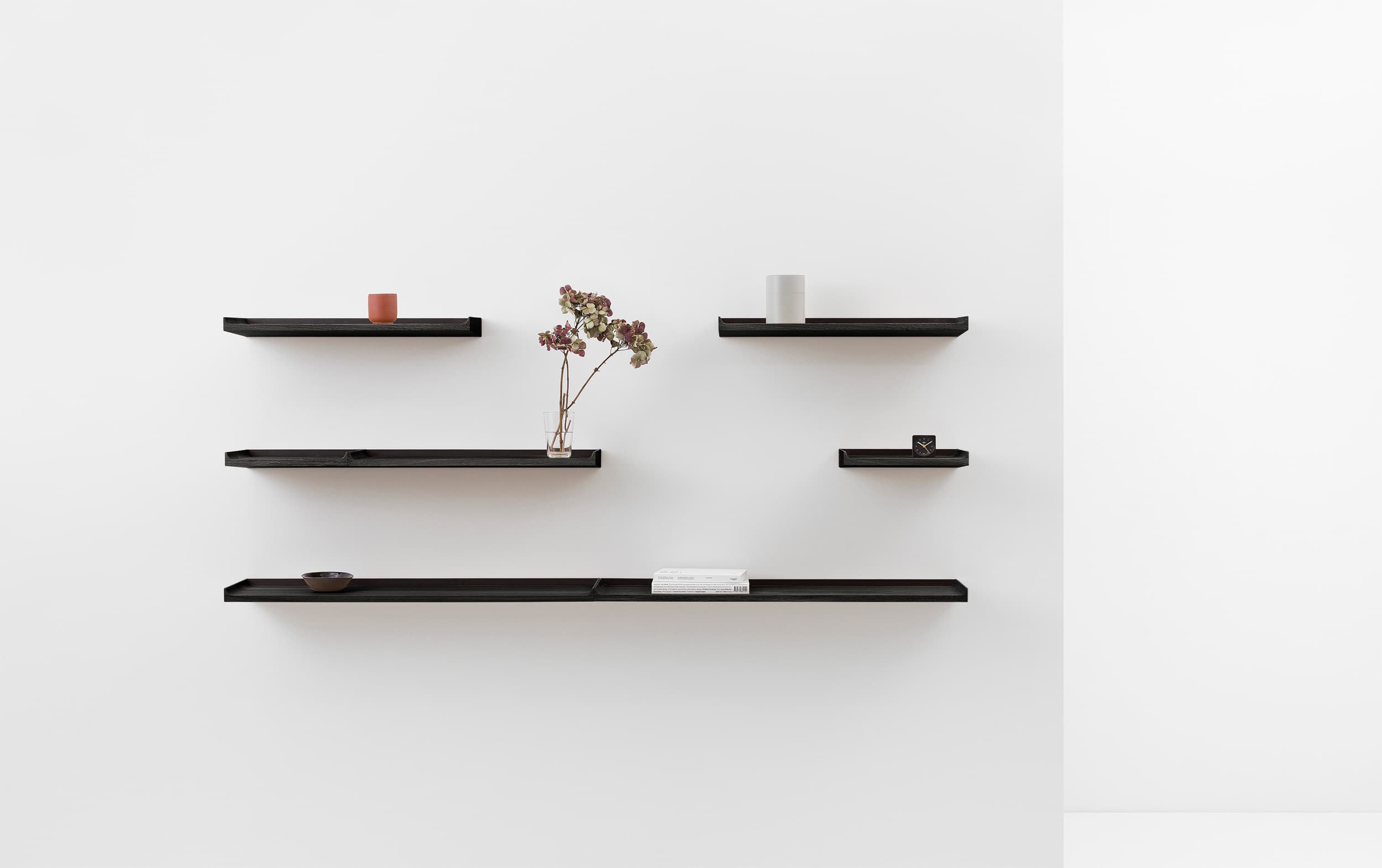 CRUSO Black Oak Shelves with Black Support - 90cm-5
