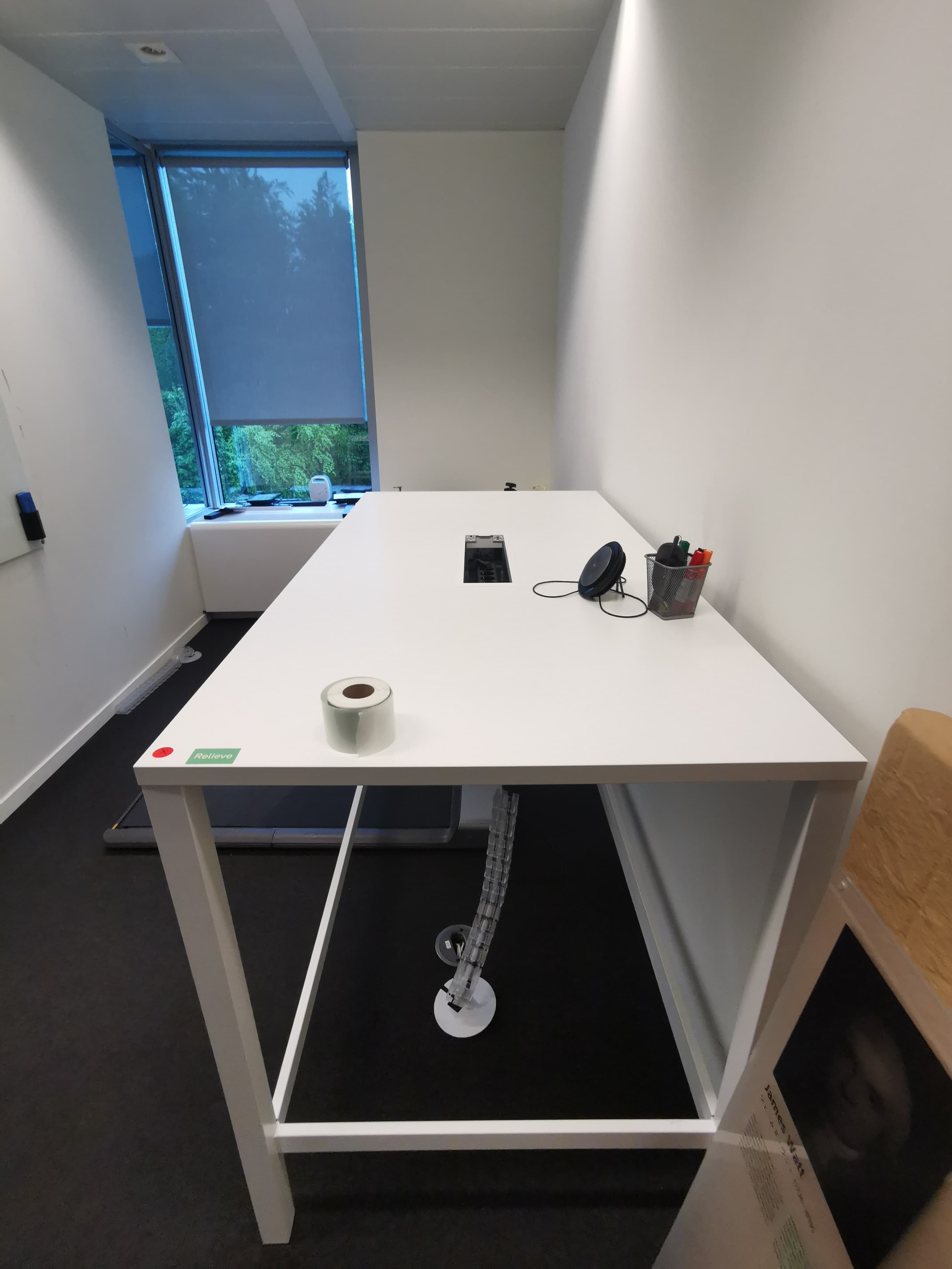 White Metal Office Desk with Builtin Cable Management-1