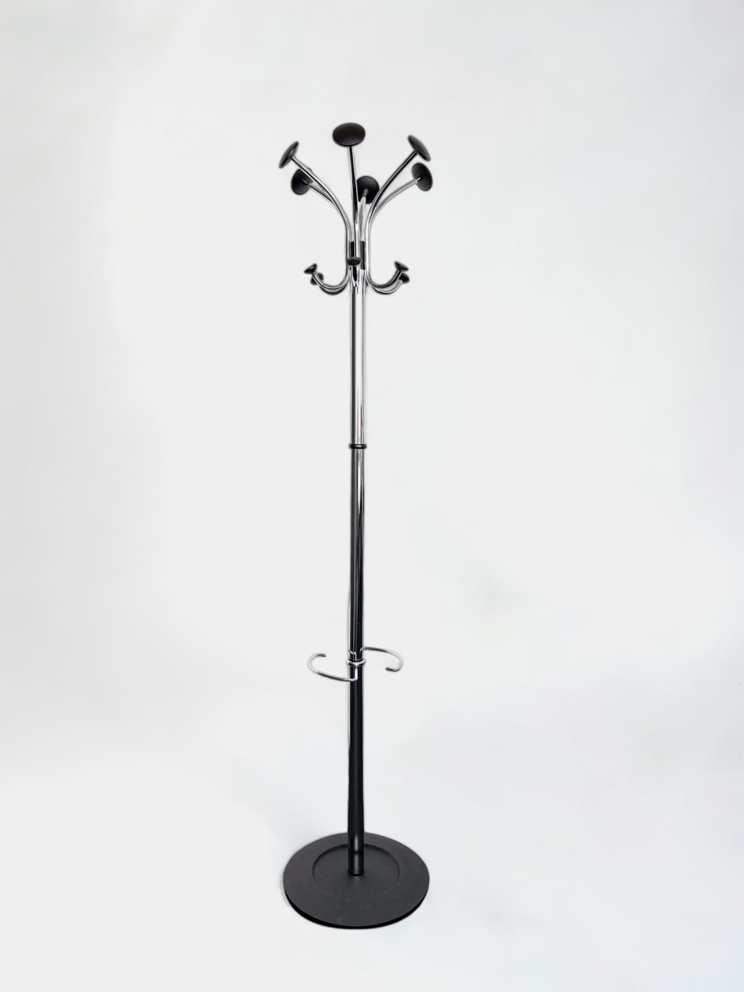Silver Metal Coat Stand with Umbrella Holder and Adjustable Hooks-0