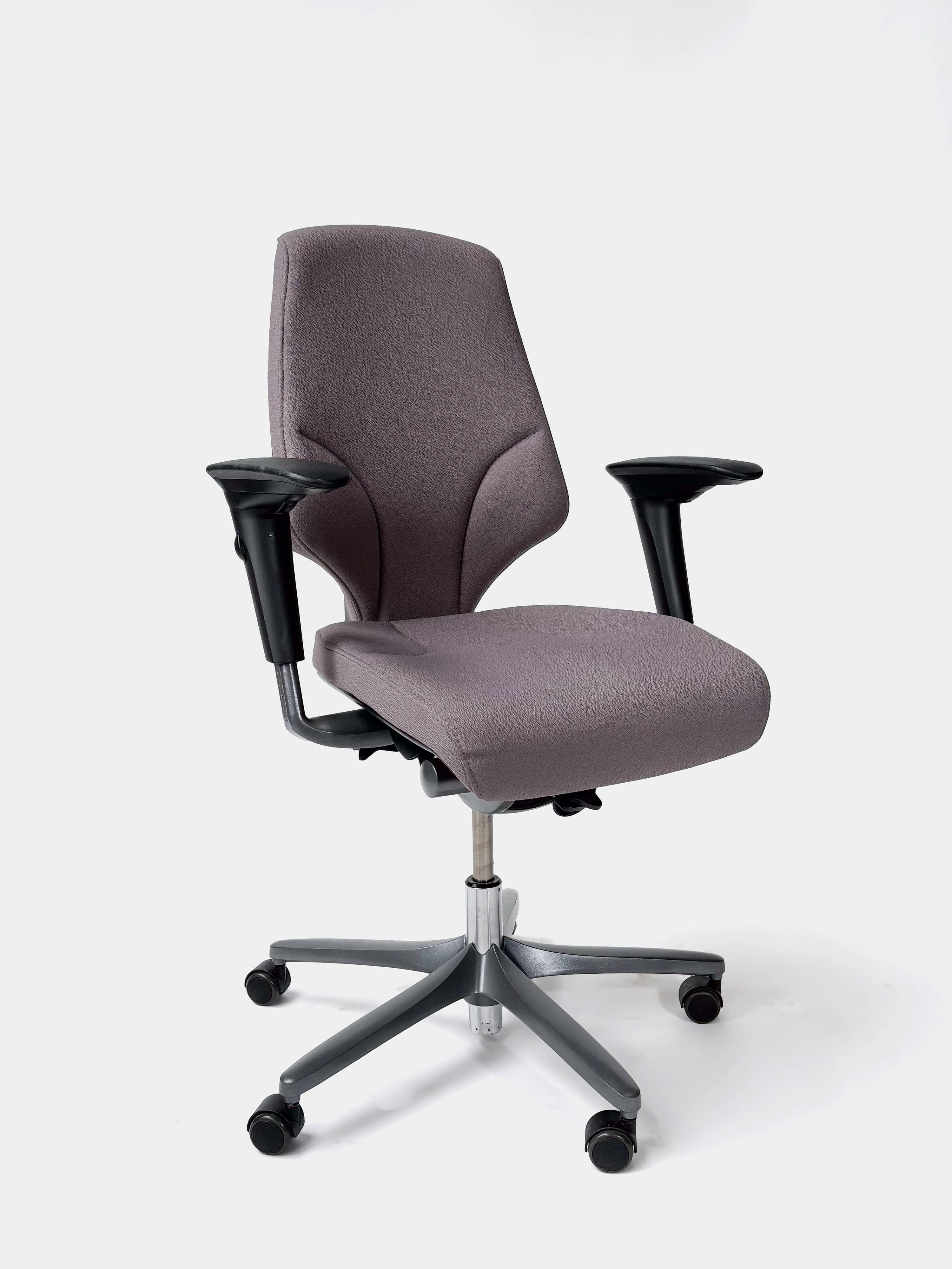 Giroflex Charcoal Grey Fabric Ergonomic Office Chair with Adjustable Armrests and Lumbar Support-0