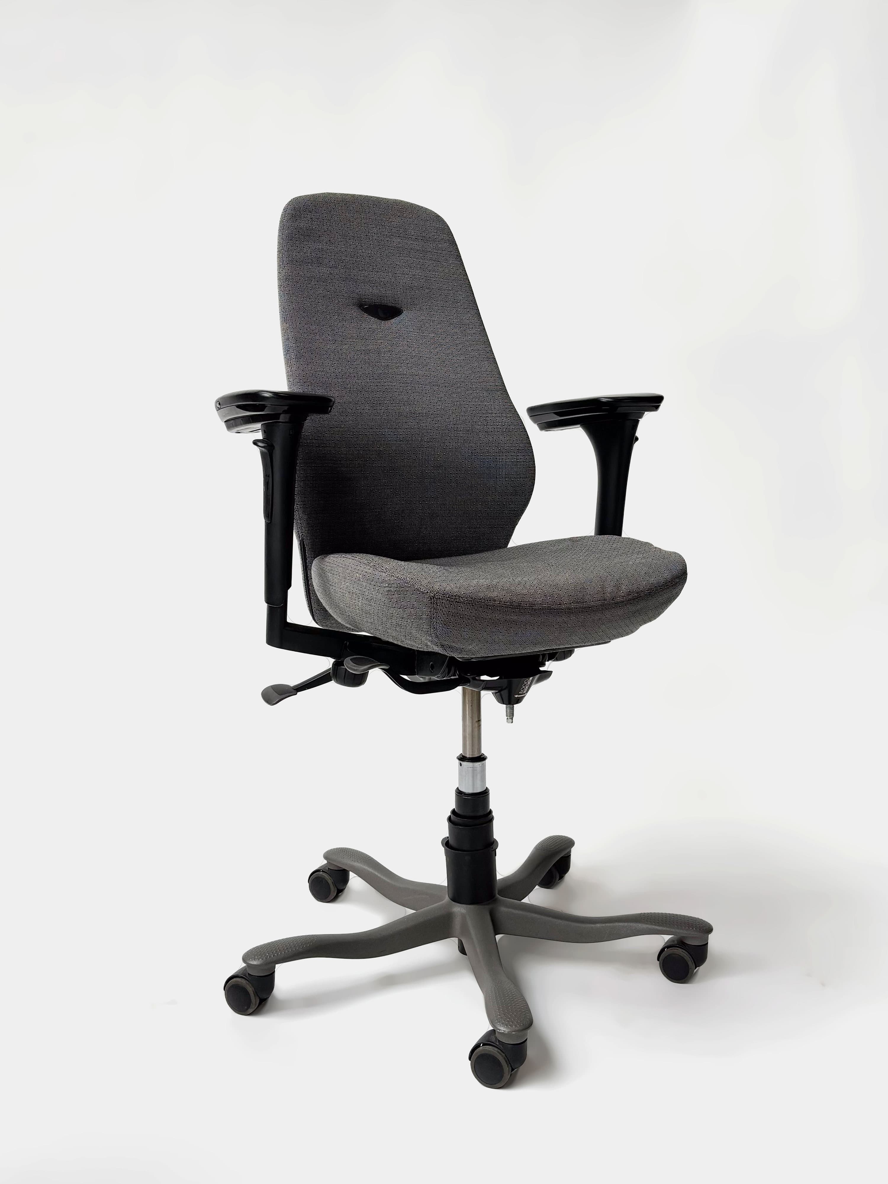 Kinnarps 8000 Charcoal Fabric Ergonomic Office Chair with Lumbar Support and Adjustable Arms-0