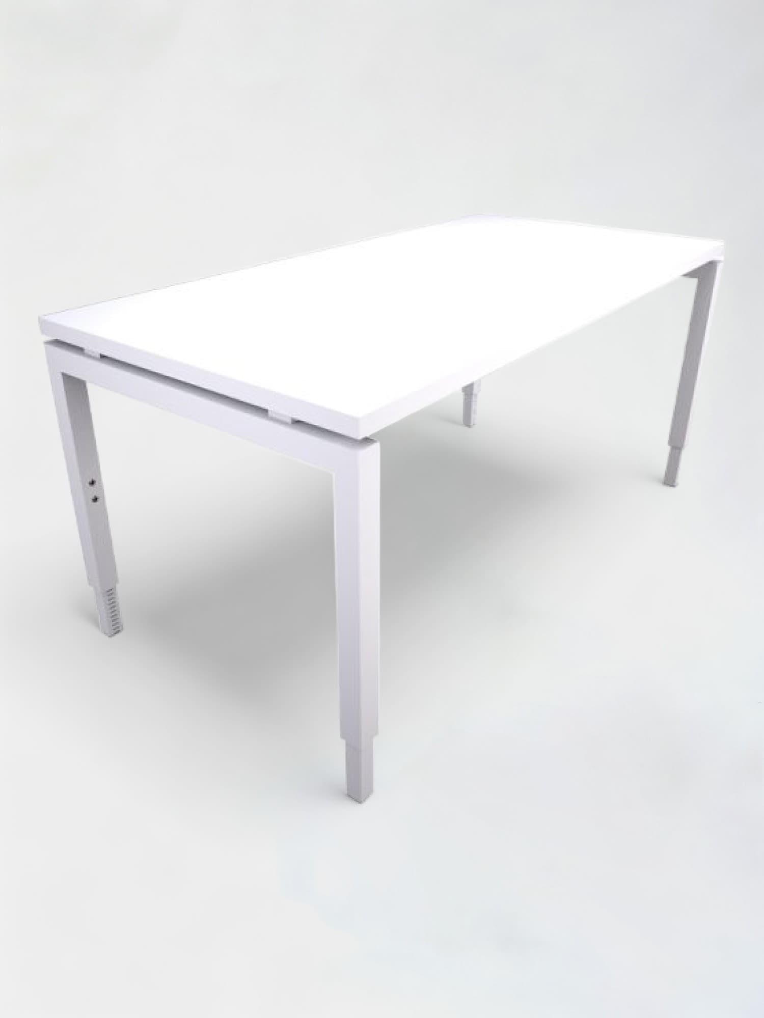 Adjustable desk 140x80cm with white top and white legs-0